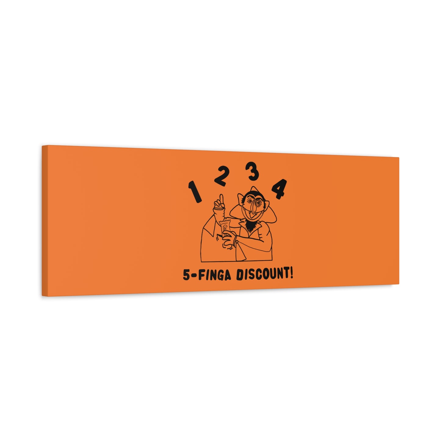 Five Finger Discount Outline Canvas Print Light Orange - Sesame Street The Count Parody Art Print