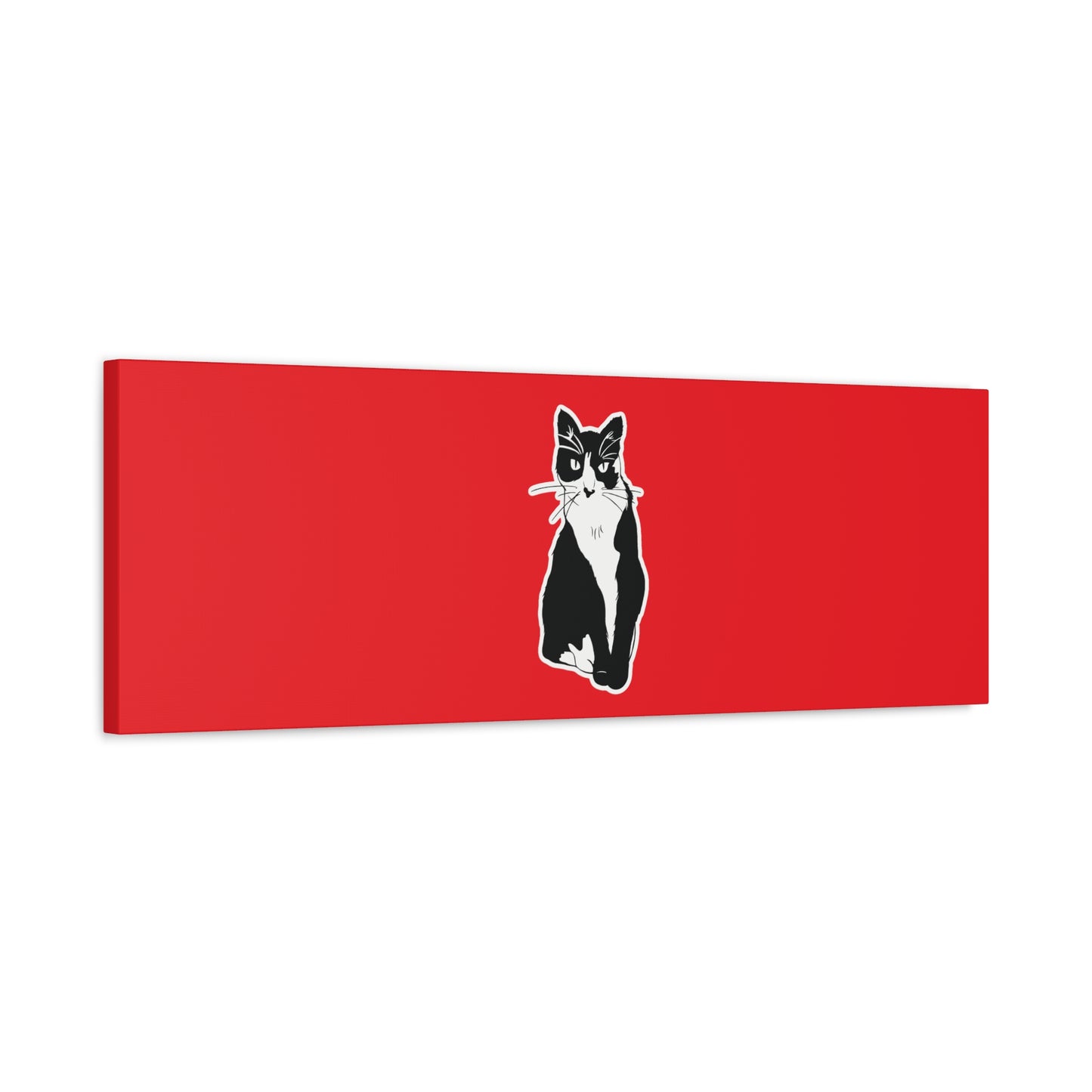 Cat Canvas Print on Red (Sticker Style Cat) - Cat Drawing Art