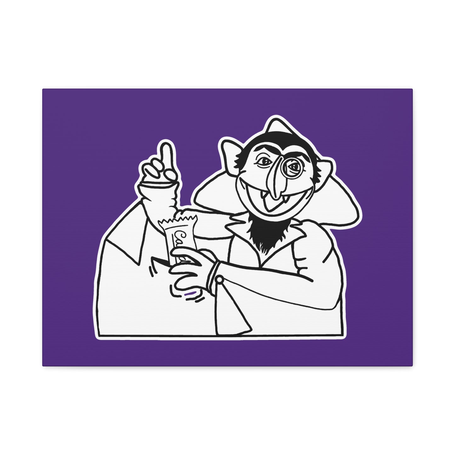 The Count Stealing Candy Outline Canvas Print Purple - Sesame Street The Count Parody Art