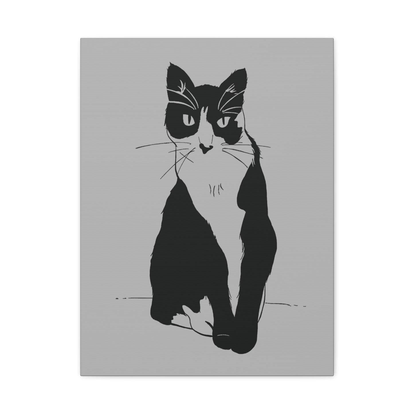 Cat Canvas Print on Grey (Transparent Style Cat) - Cat Drawing Art