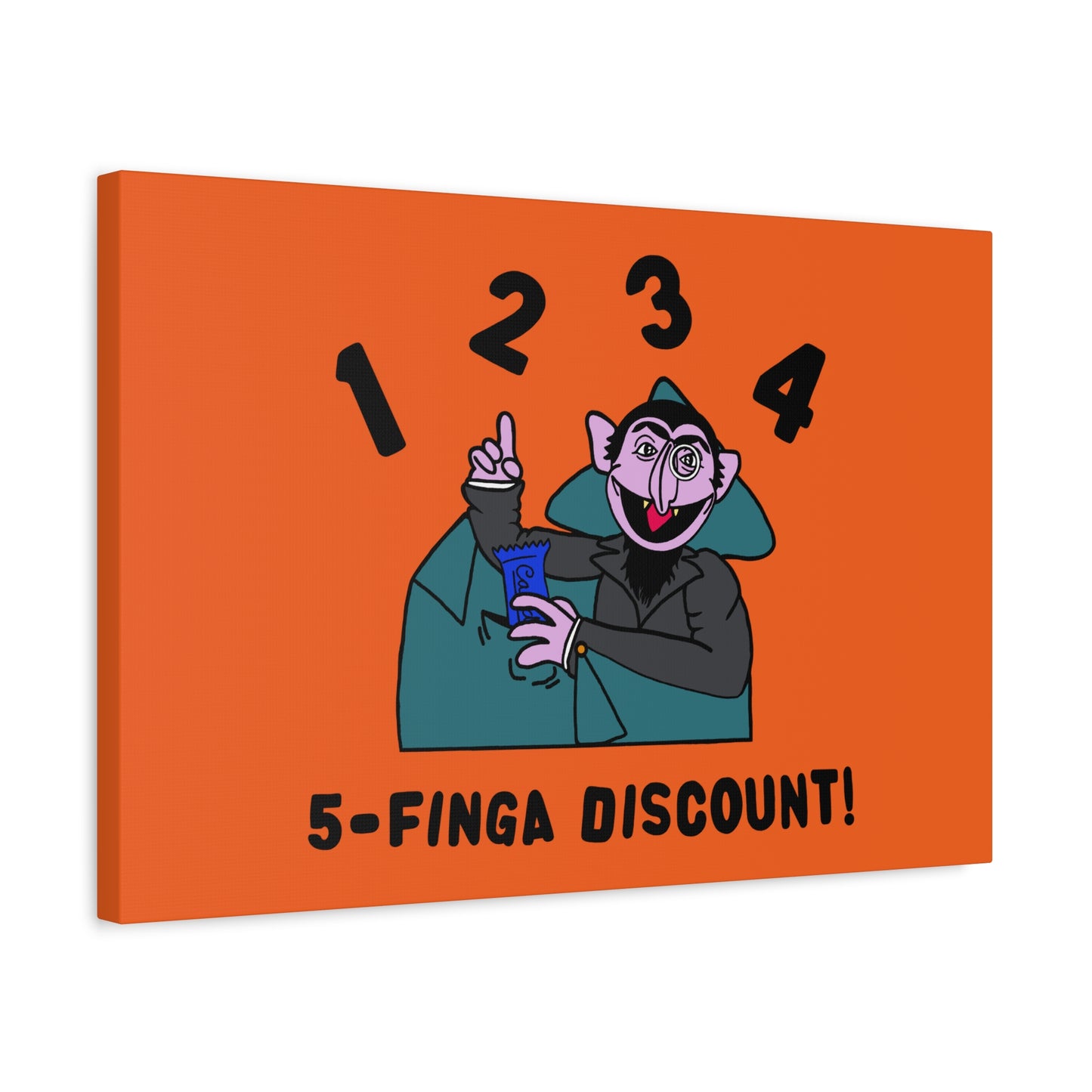 Five Finger Discount Canvas Print Orange - Sesame Street The Count Parody Art Print