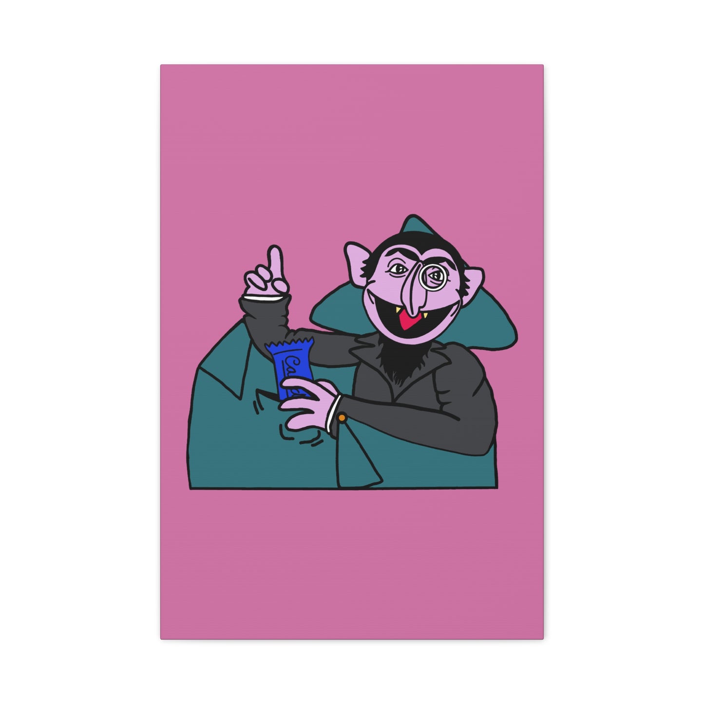 The Count Stealing Candy Canvas Print Light Pink - Sesame Street The Count Parody Art