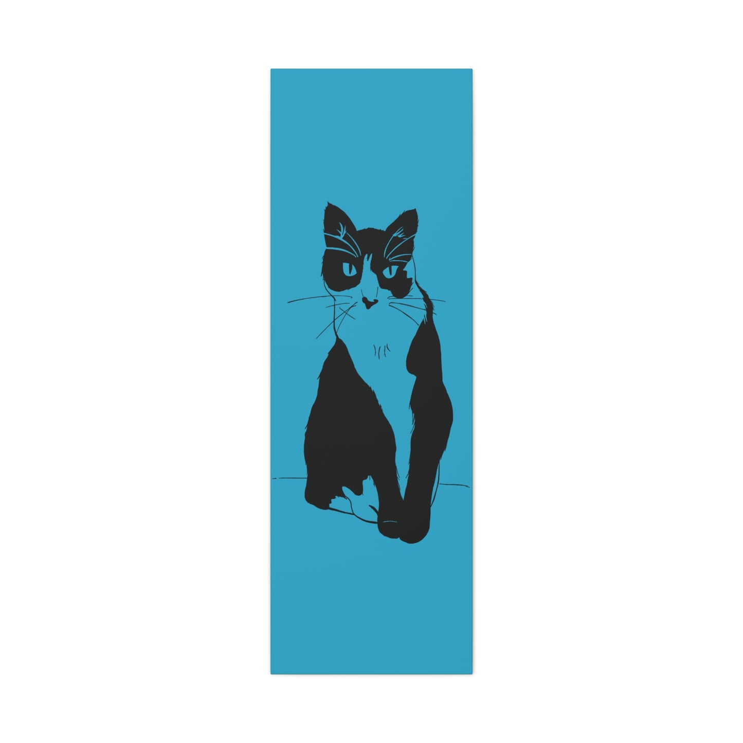 Cat Canvas Print on Turquoise (Transparent Style Cat) - Cat Drawing Art