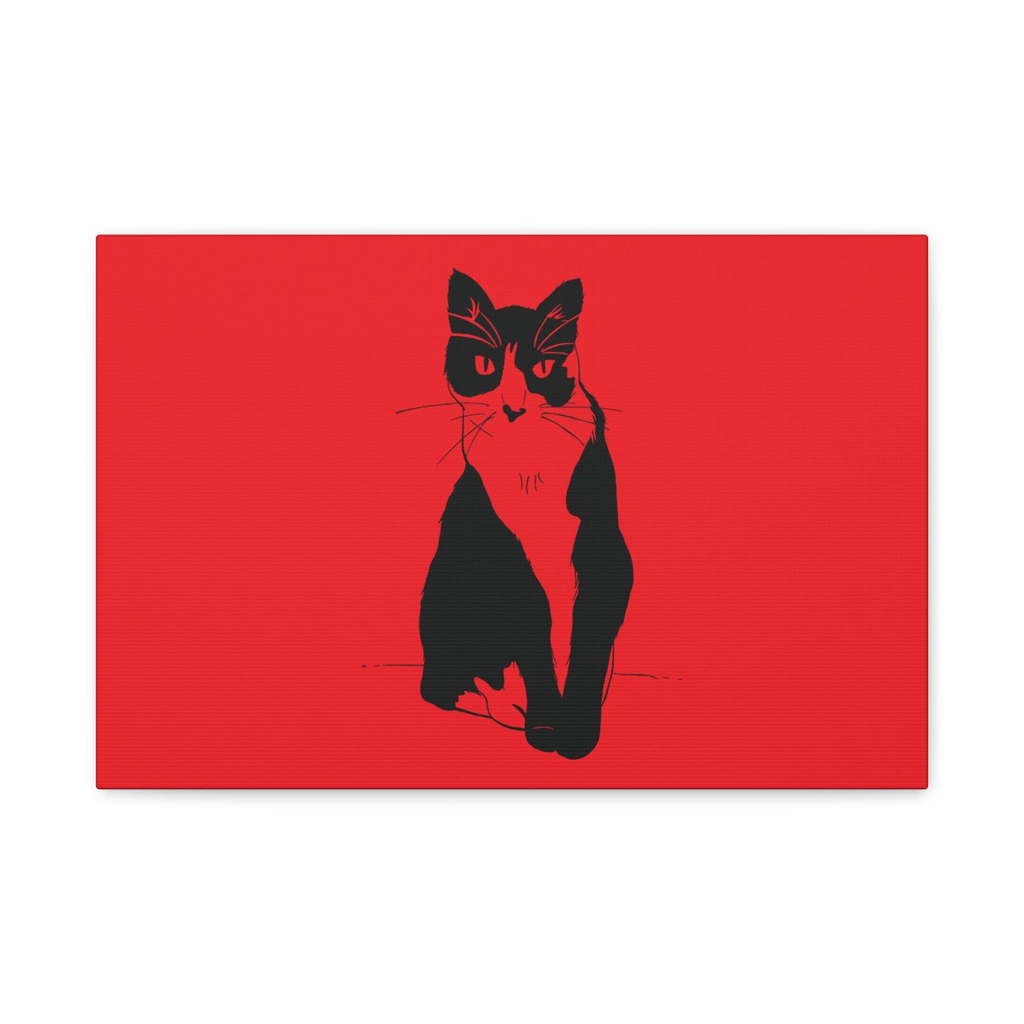 Cat Canvas Print on Red (Transparent Style Cat) - Cat Drawing Art