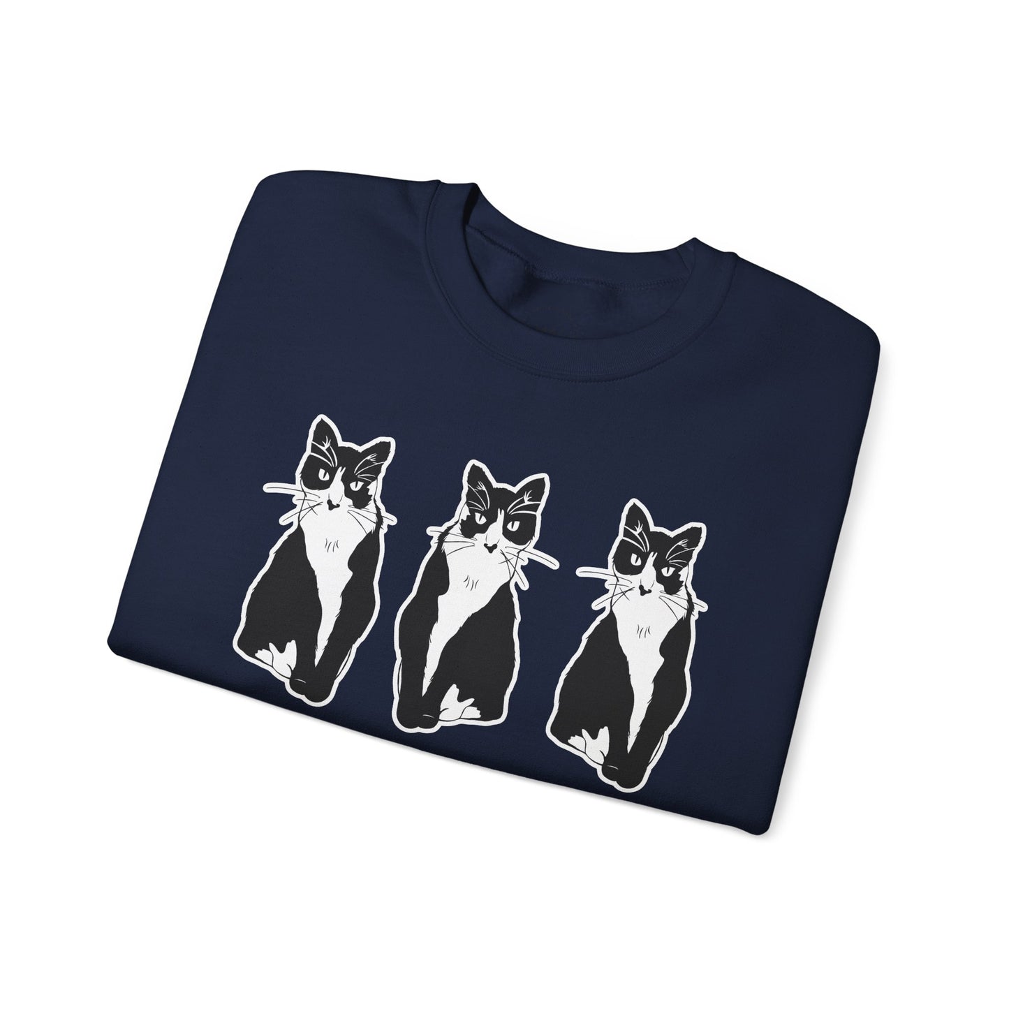 Cat x3 Sweatshirt (Sticker Style Cat) - Cat Drawing Sweatshirt