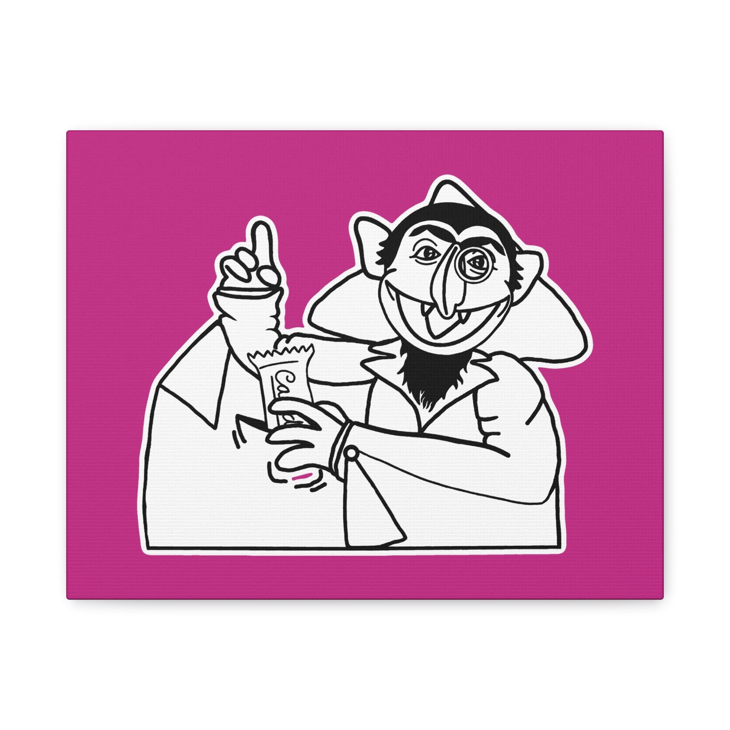 The Count Stealing Candy Outline Canvas Print Pink - Sesame Street The Count Parody Art