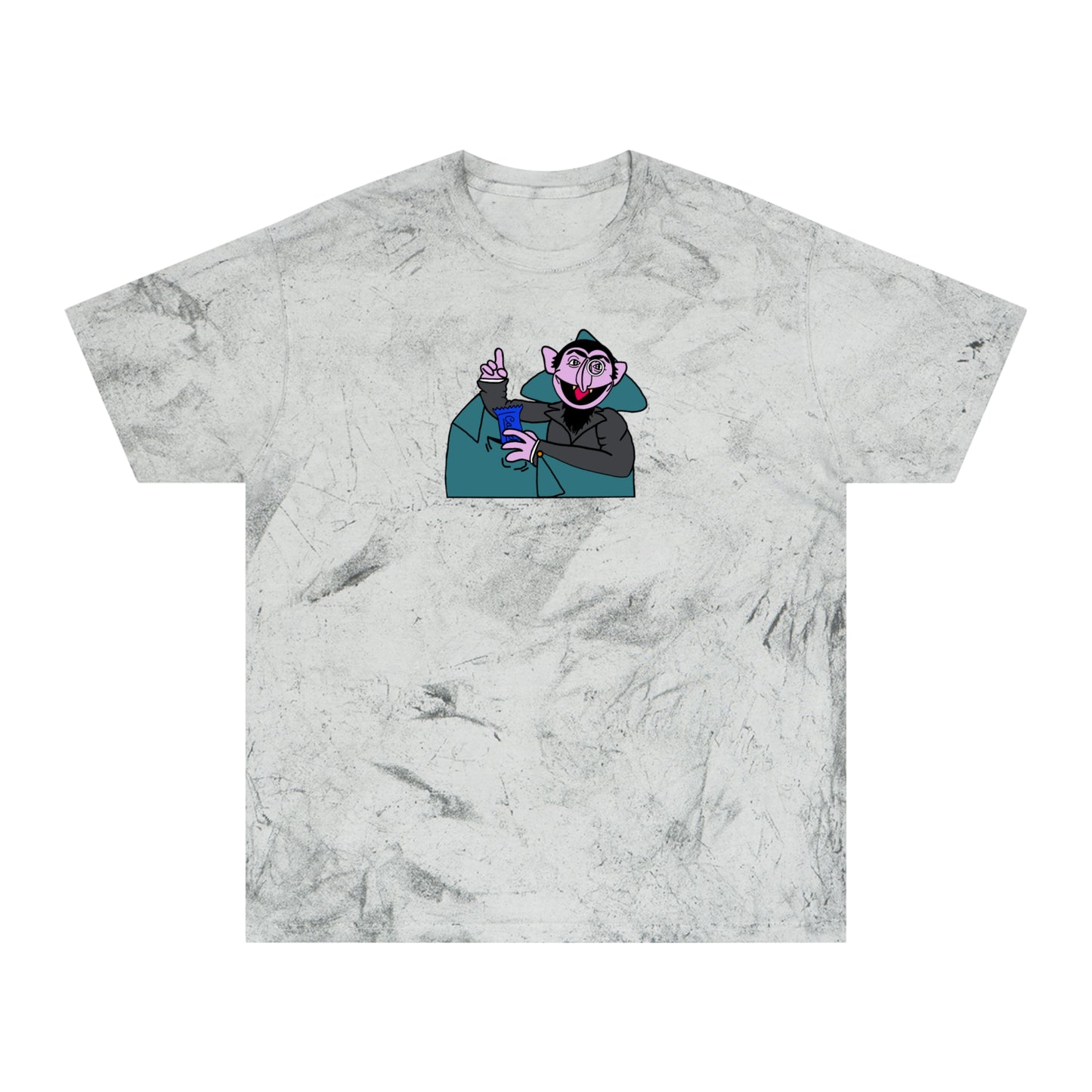 The Count Stealing Candy Color Blast Tee - Sesame Street The Count Parody Shirt