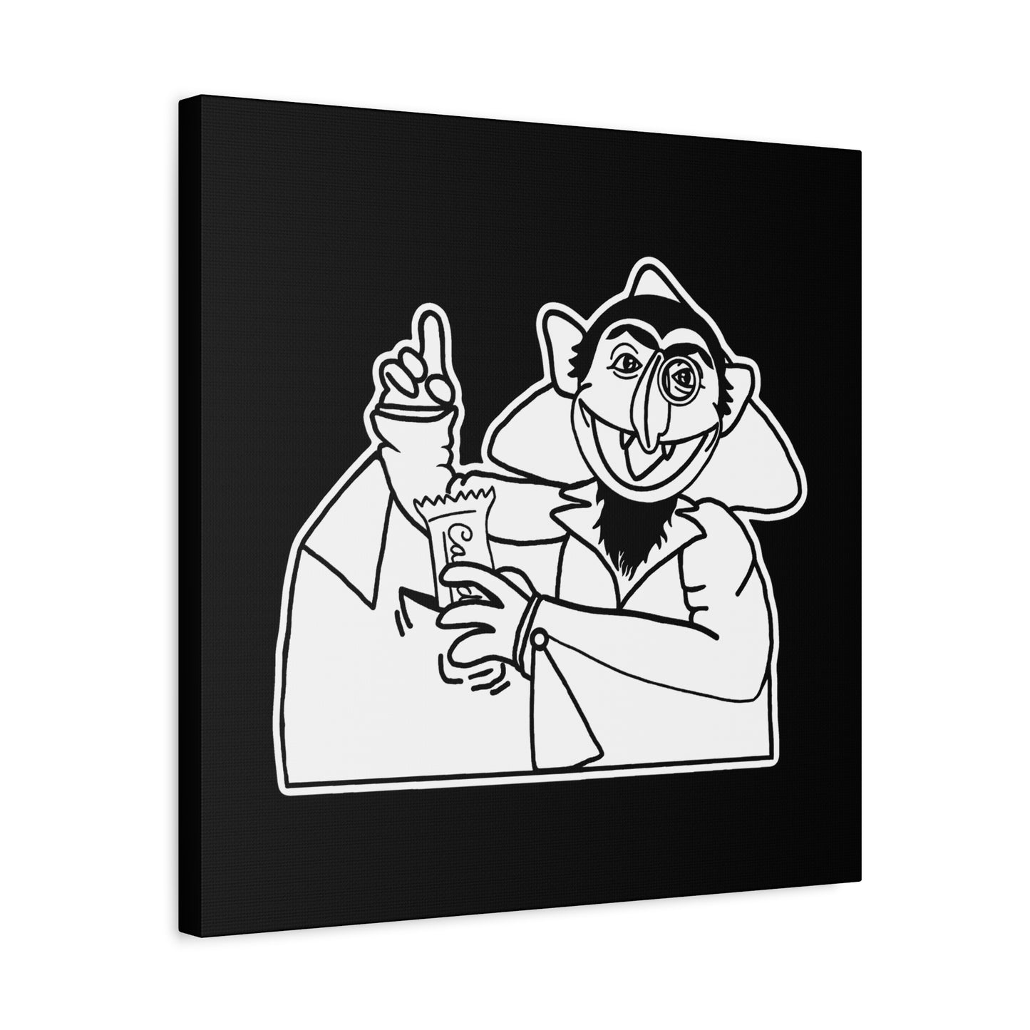 The Count Stealing Candy Outline Canvas Print Black - Sesame Street The Count Parody Canvas Art