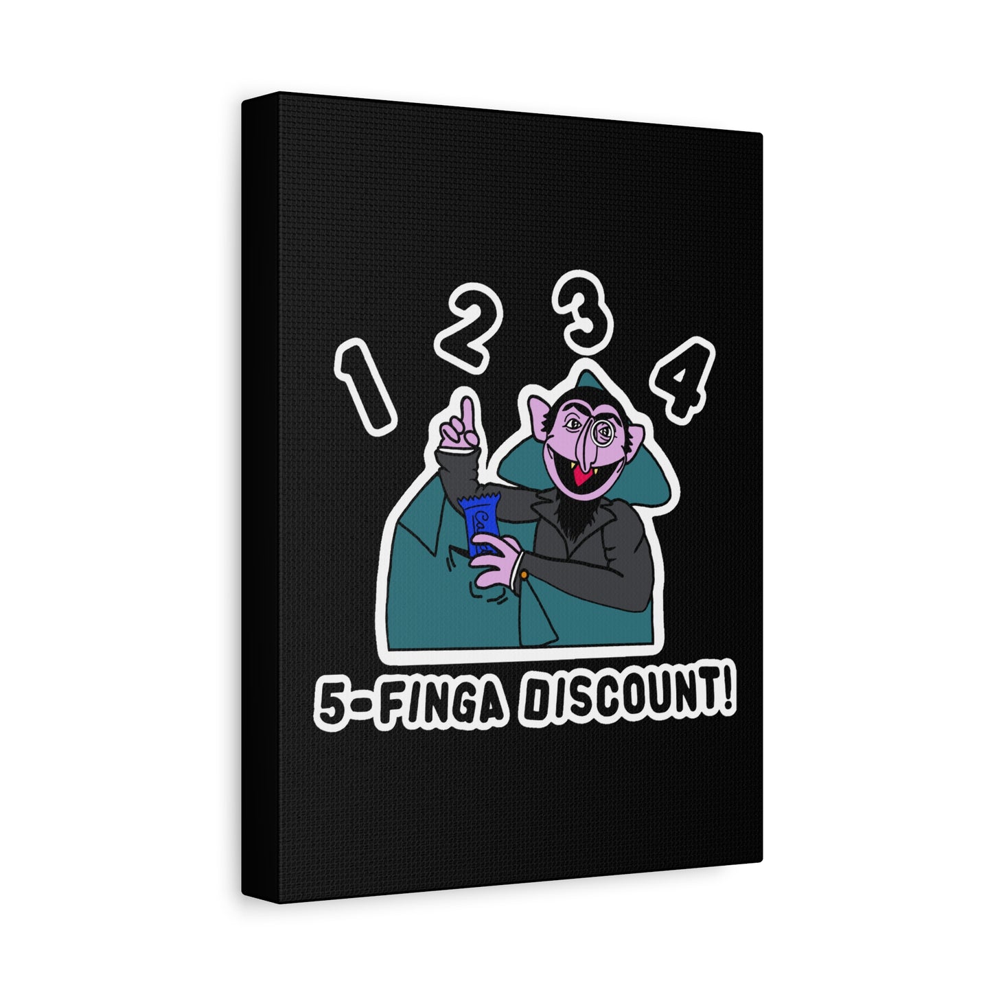Five Finger Discount Canvas Print Black - Sesame Street The Count Parody Art Print