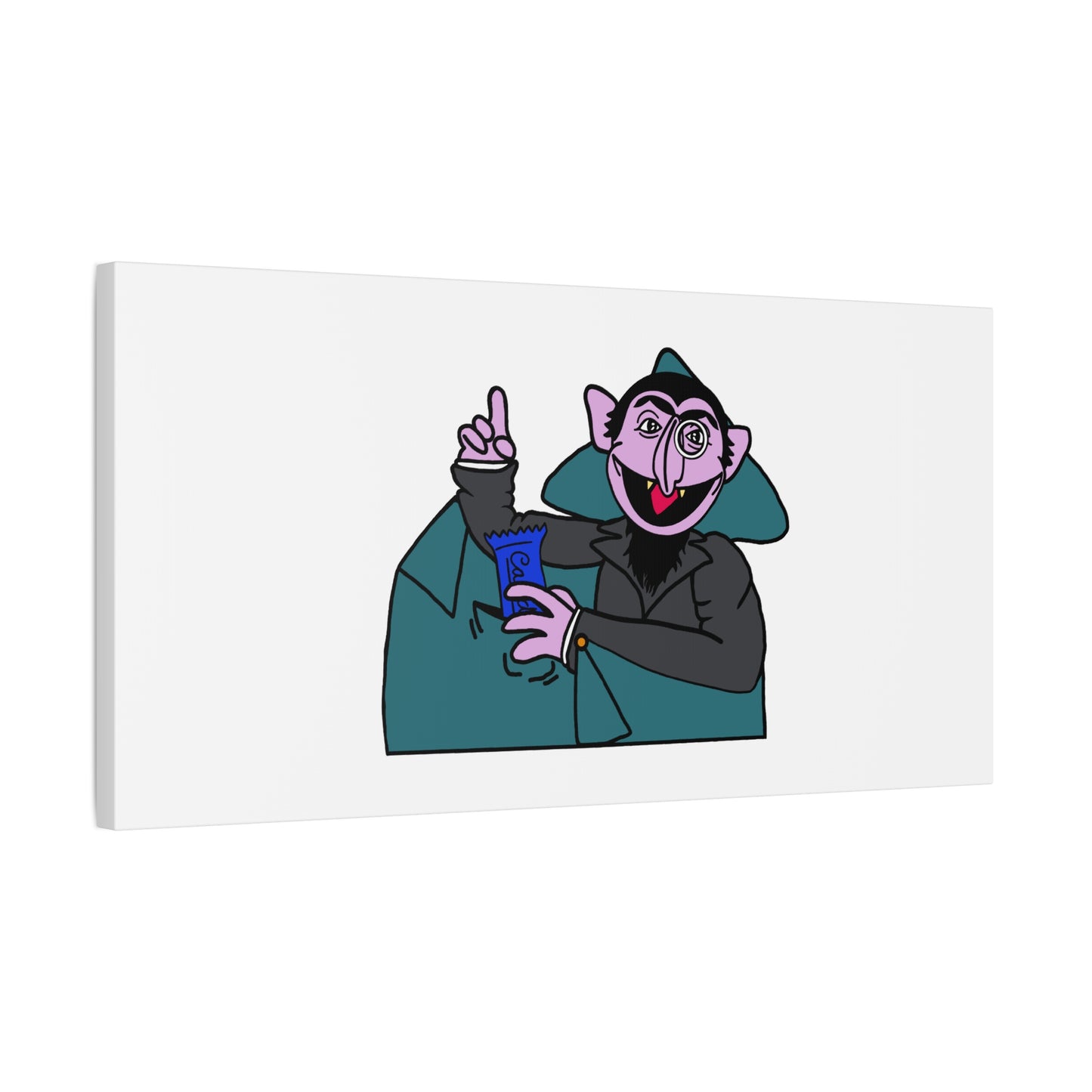 The Count Stealing Candy Canvas Print White - Sesame Street The Count Parody Art