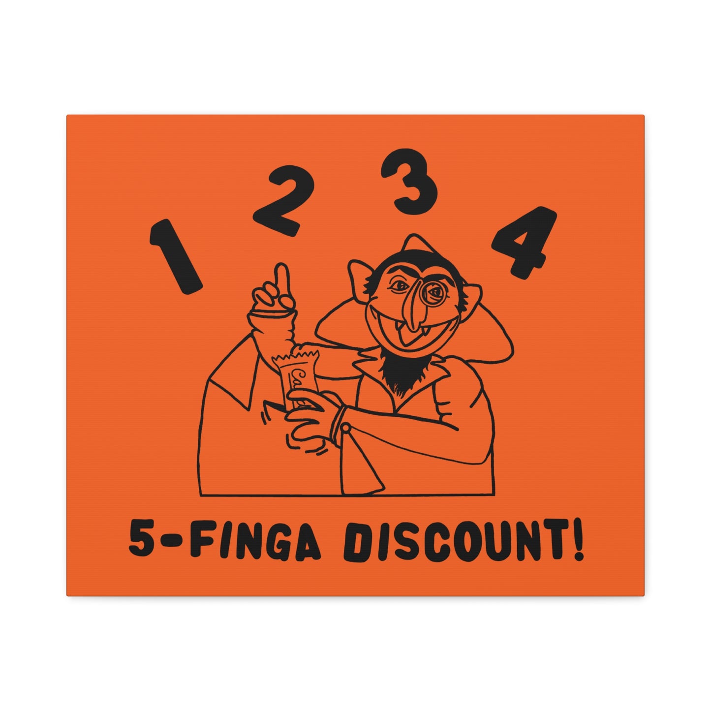 Five Finger Discount Outline Canvas Print Orange - Sesame Street The Count Parody Art Print