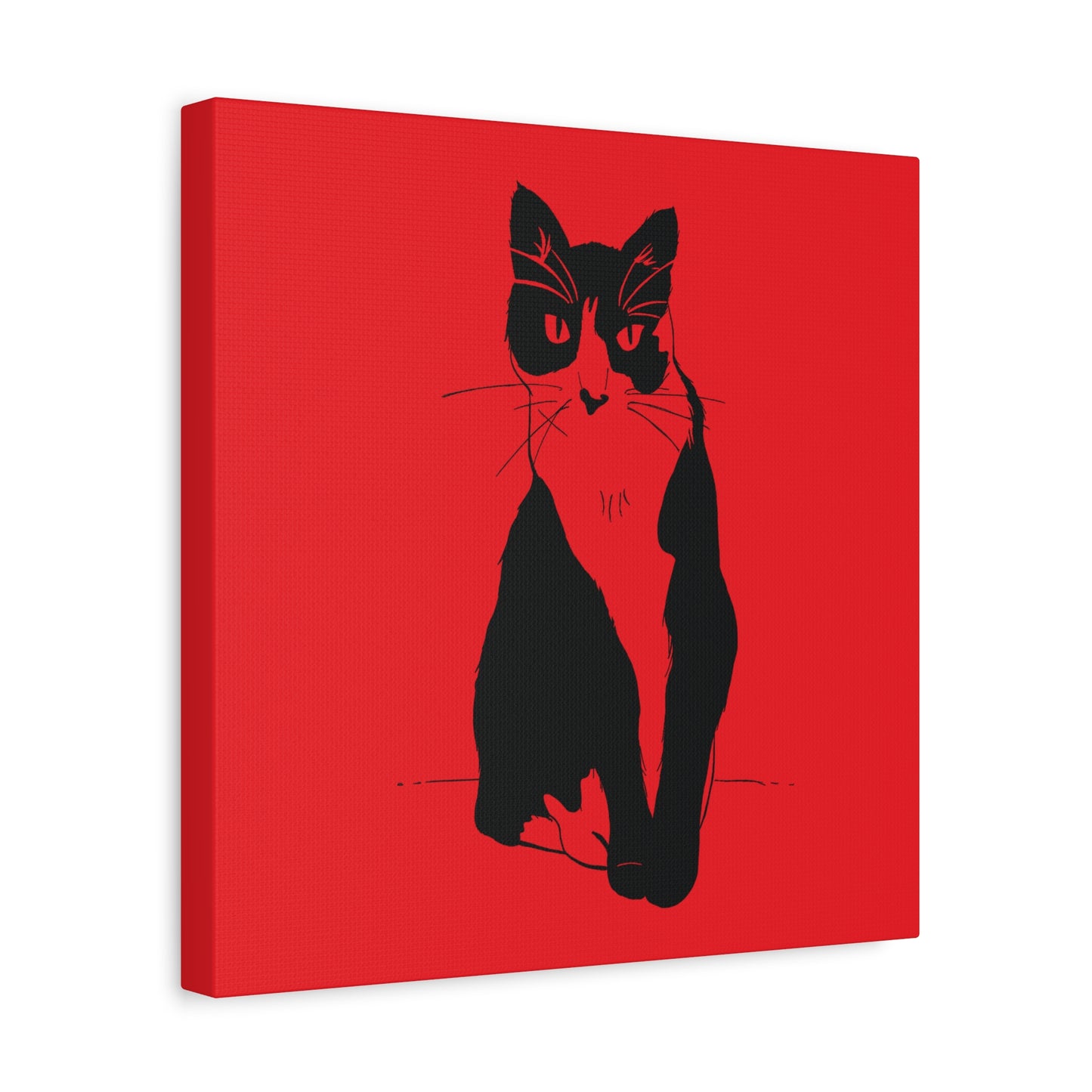 Cat Canvas Print on Red (Transparent Style Cat) - Cat Drawing Art