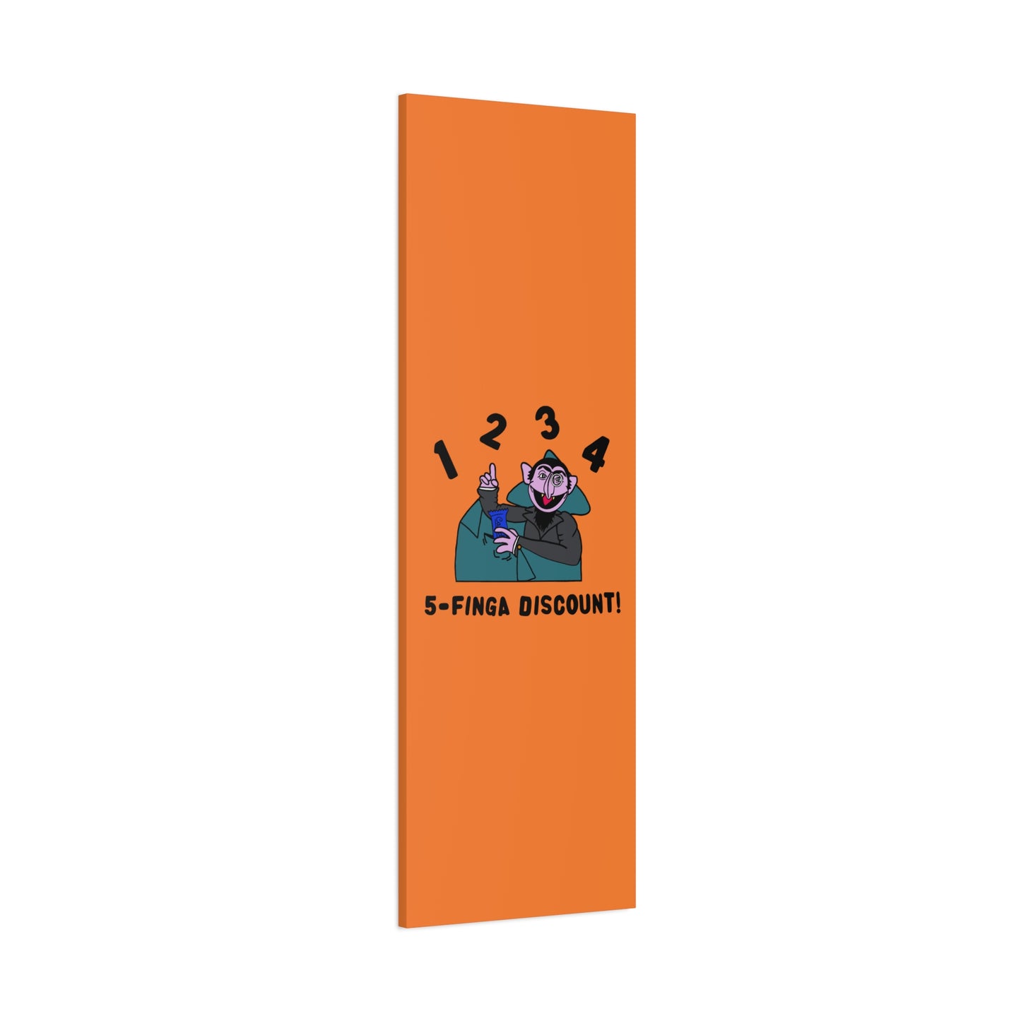 Five Finger Discount Canvas Print Light Orange - Sesame Street The Count Parody Art Print