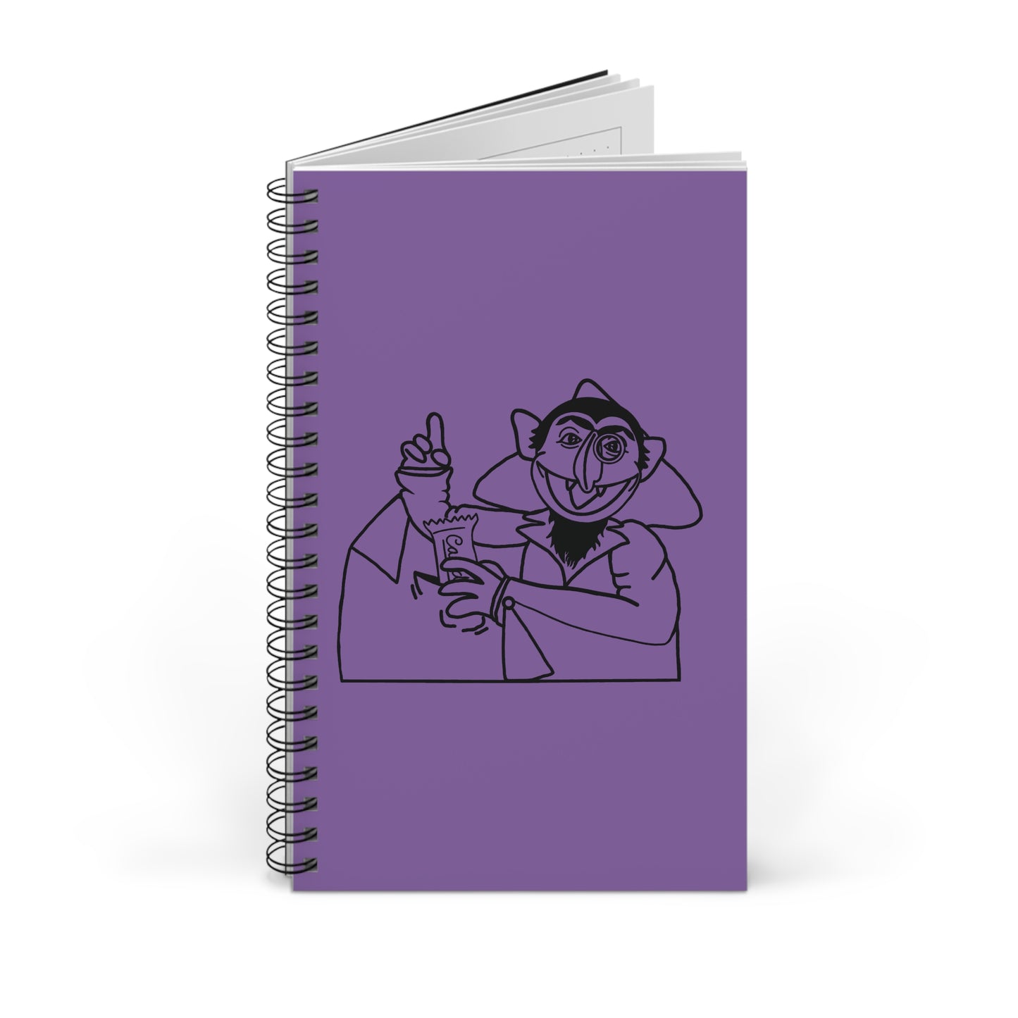 The Count Stealing Candy Outline Notebook Light Purple - Sesame Street The Count Parody Spiral Notebook