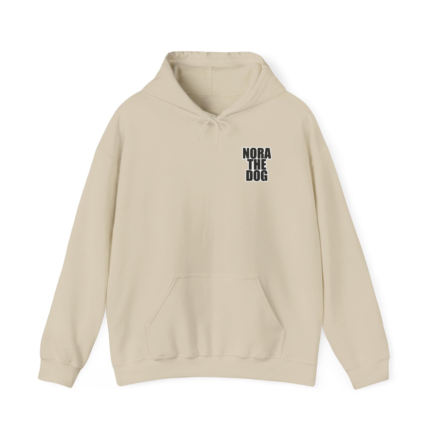 Nora the Dog Heart Hoodie Back Design (Sticker Style Nora) - Nora Hooded Sweatshirt