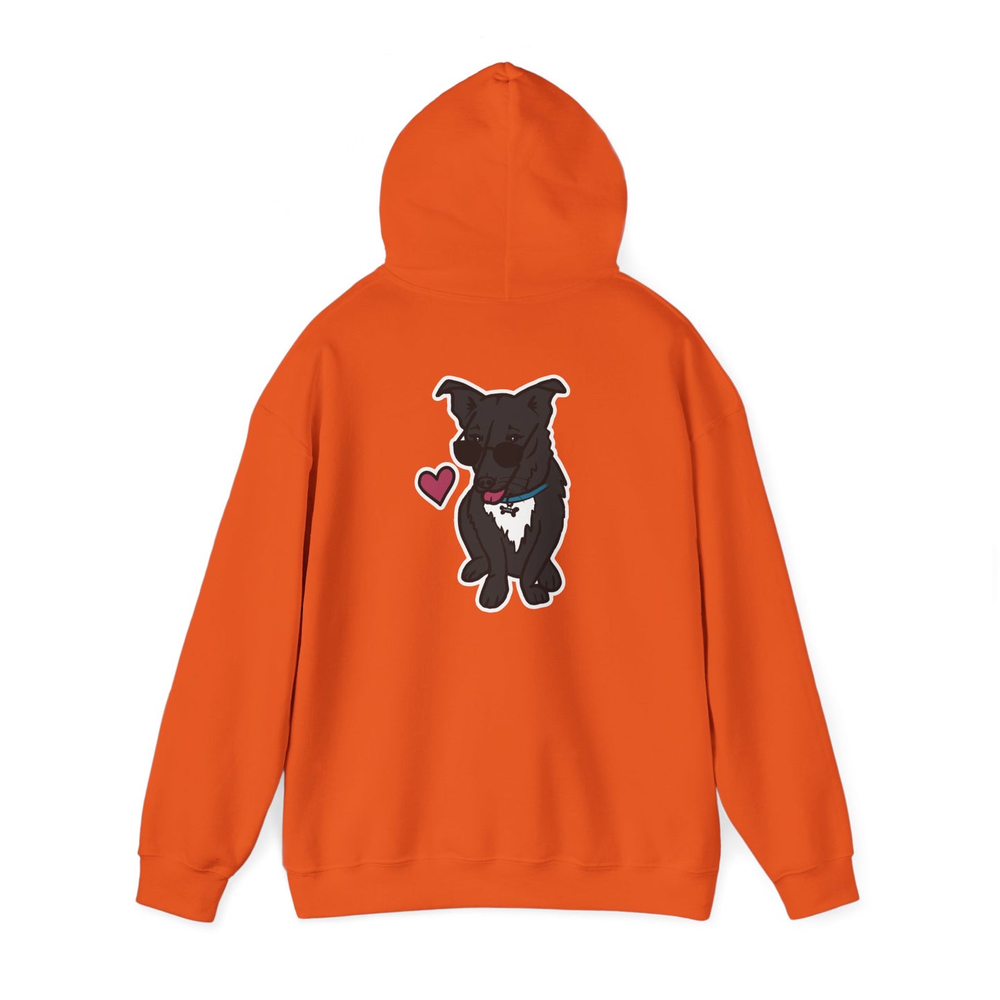 Nora the Dog Heart Hoodie Back Design (Sticker Style Nora) - Nora Hooded Sweatshirt