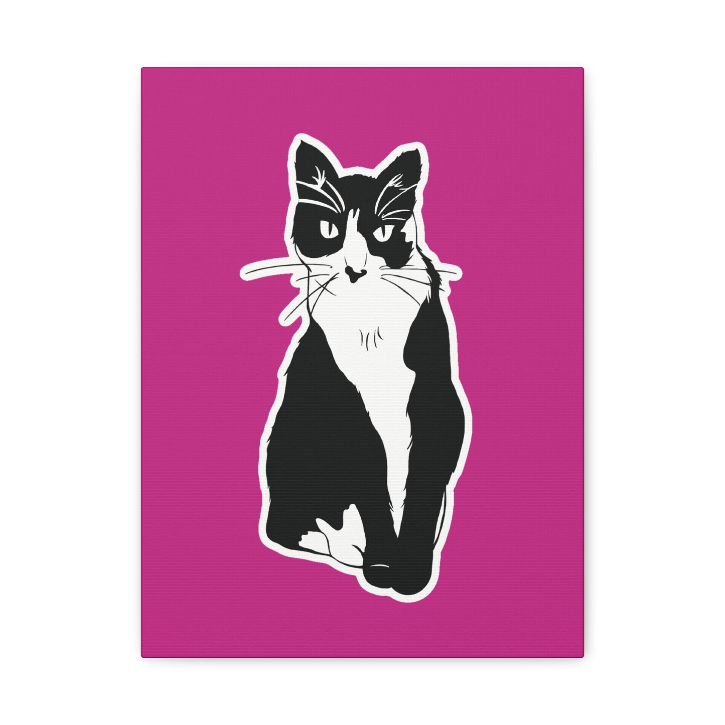 Cat Canvas on Pink (Sticker Style Cat) - Cat Drawing Art