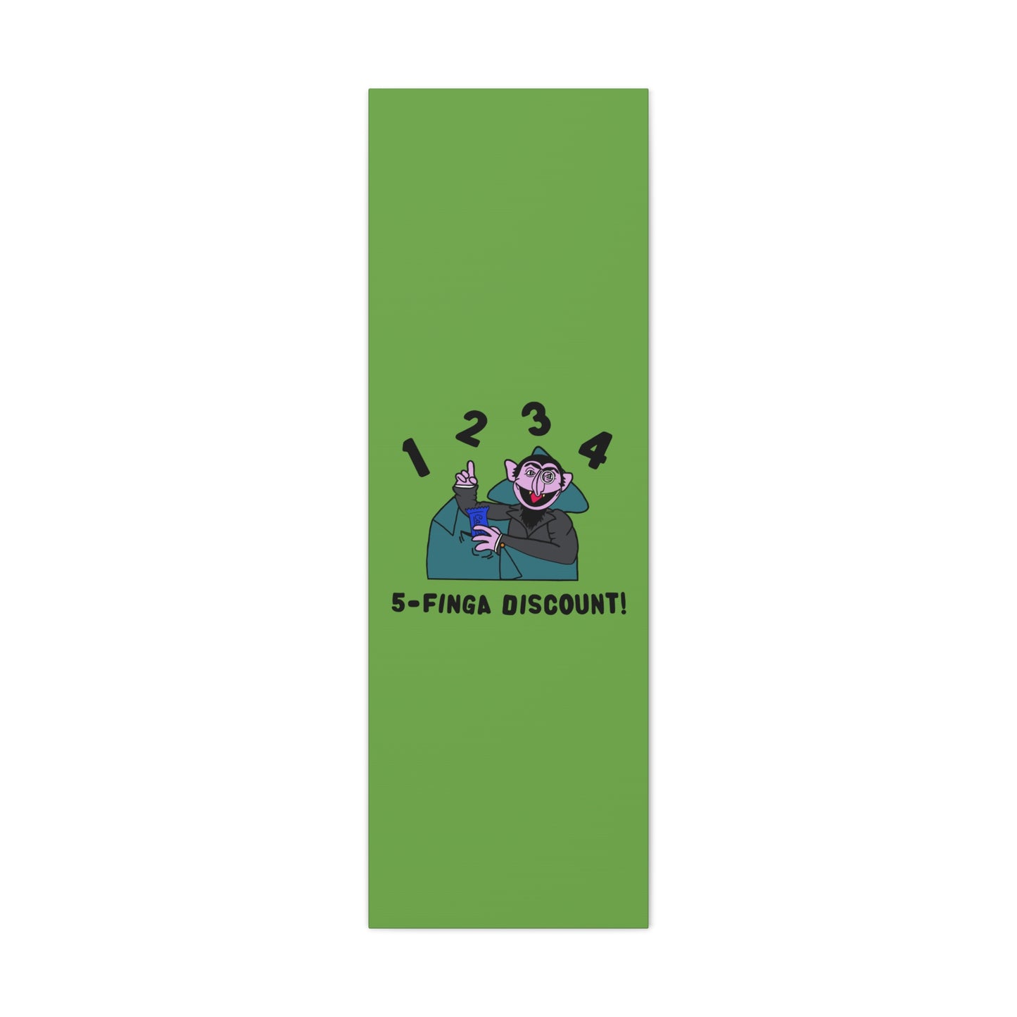 Five Finger Discount Canvas Print Green - Sesame Street The Count Parody Art Print