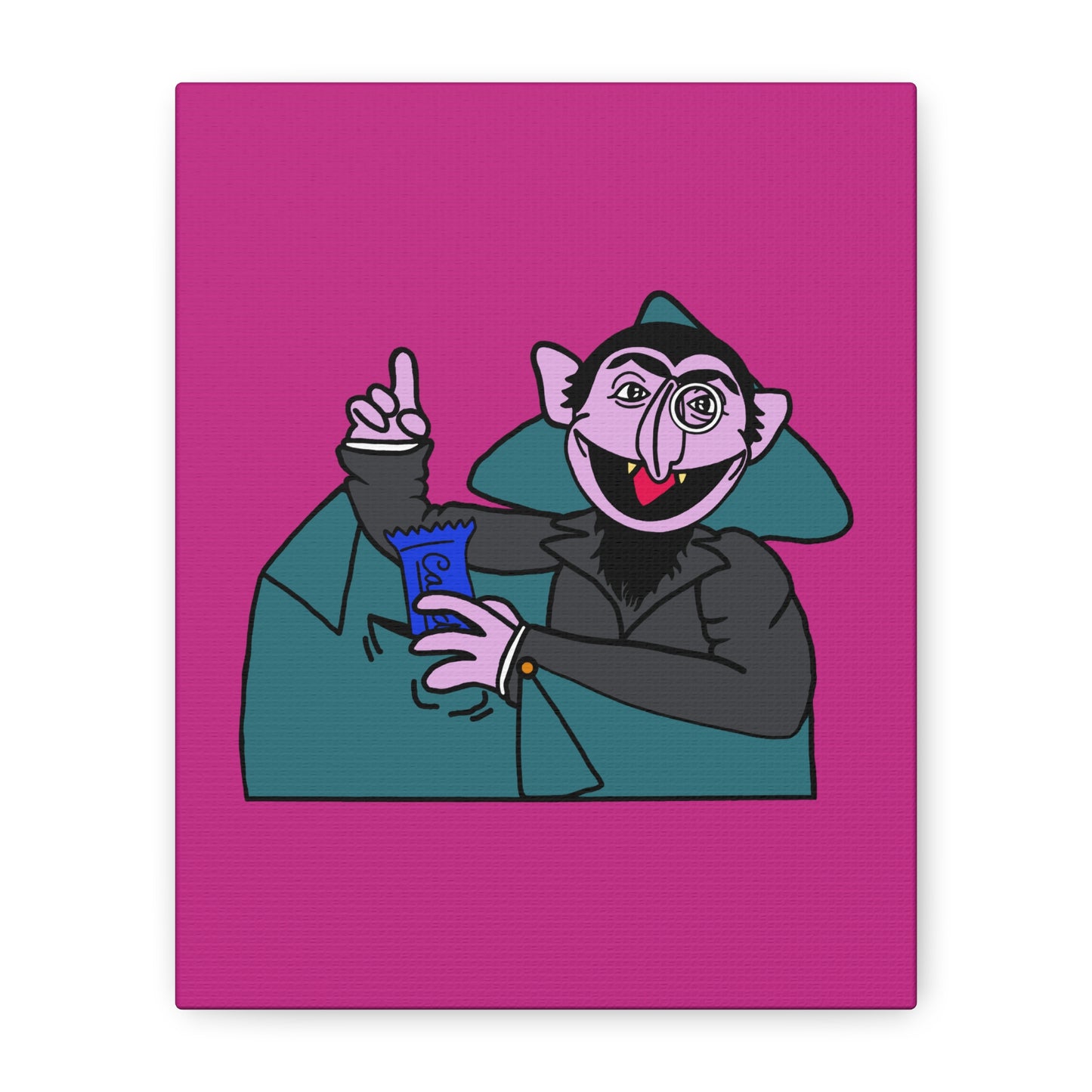 The Count Stealing Candy Canvas Print Pink - Sesame Street The Count Parody Art