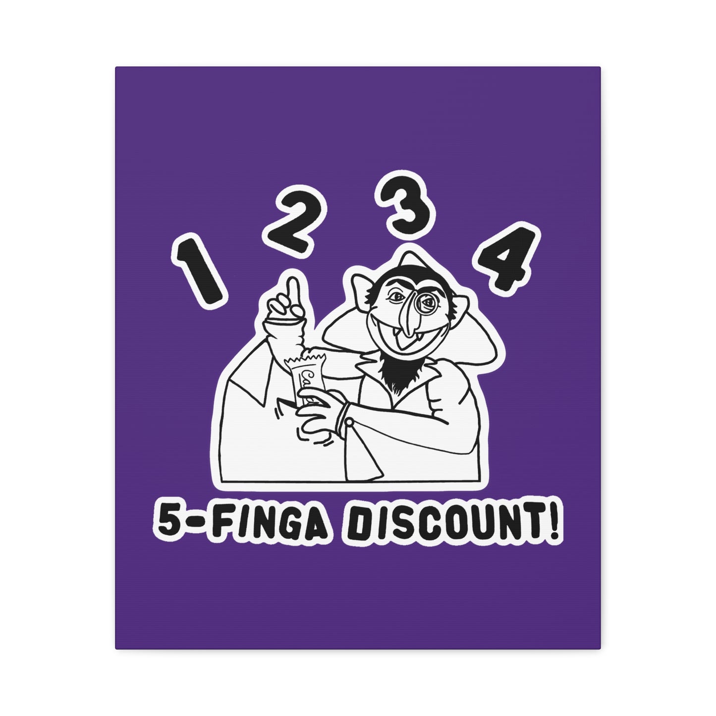 Five Finger Discount Outline Canvas Print Purple - Sesame Street The Count Parody Art Print