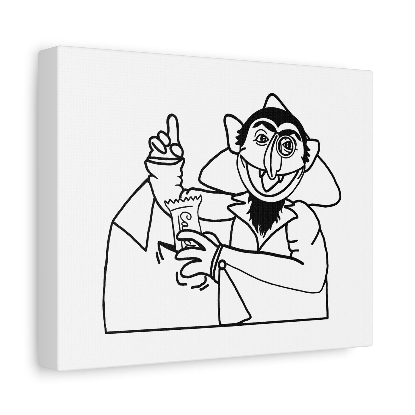 The Count Stealing Candy Outline Canvas Print White - Sesame Street The Count Parody Art