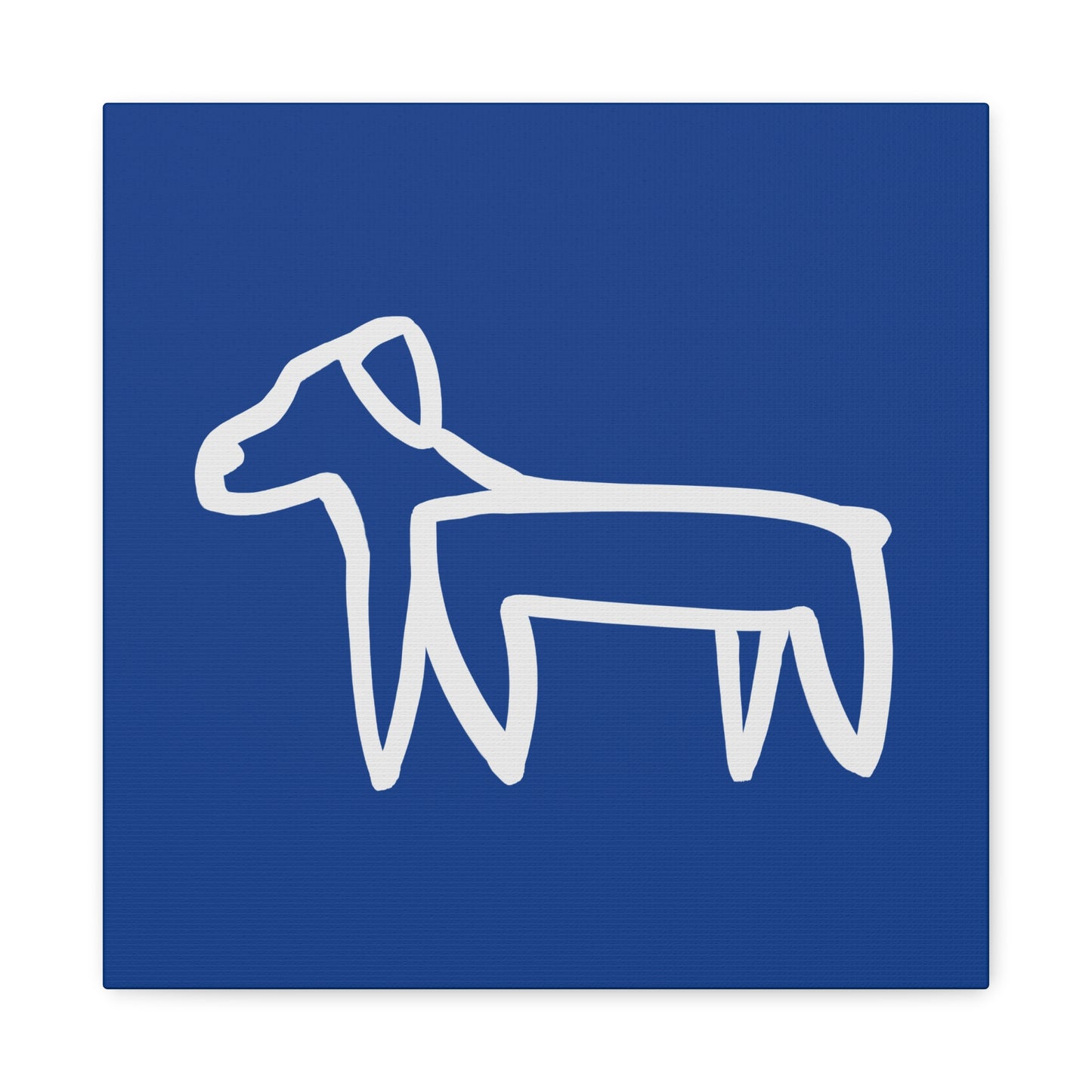 Dog Canvas Print on Blue (Transparent Style White Dog) - Dog Art Print