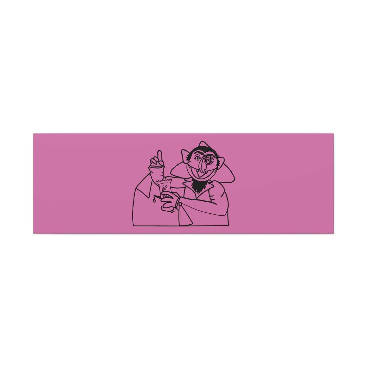 The Count Stealing Candy Outline Canvas Print Light Pink - Sesame Street The Count Parody Art
