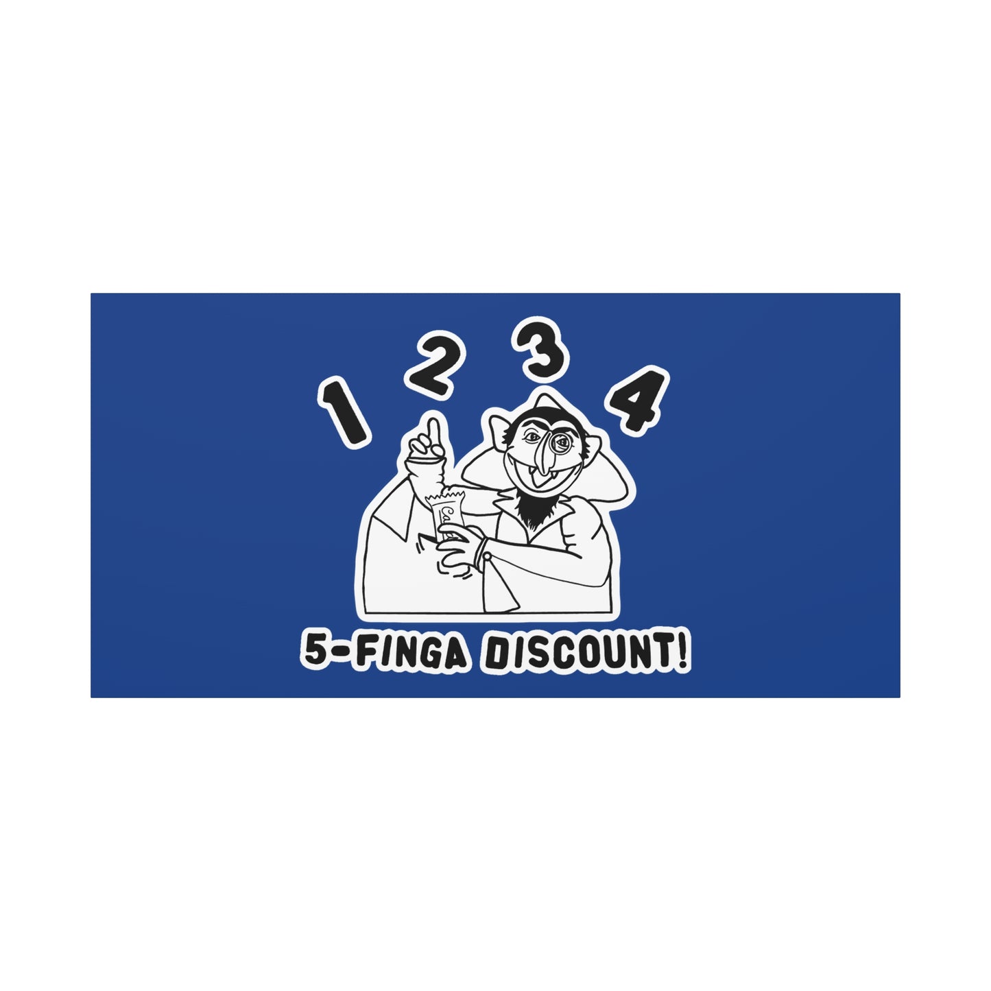 Five Finger Discount Outline Canvas Print Dark Blue - Sesame Street The Count Parody Art Print