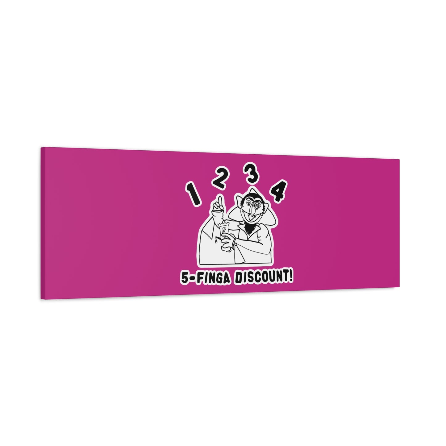 Five Finger Discount Outline Canvas Print Pink - Sesame Street The Count Parody Art Print