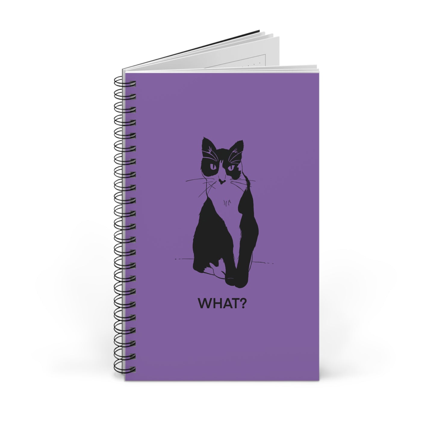 Cattitude Notebook in Light Purple (Transparent Style Cat) - Cat Spiral Notebook
