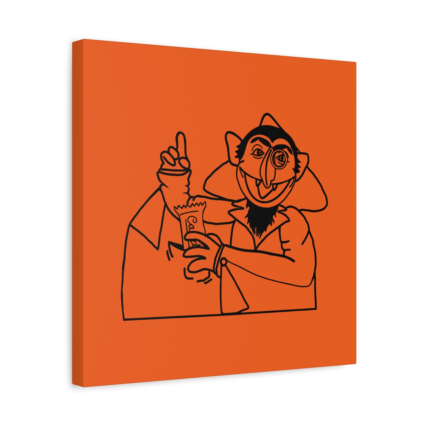 The Count Stealing Candy Outline Canvas Print Orange - Sesame Street The Count Parody Art Print
