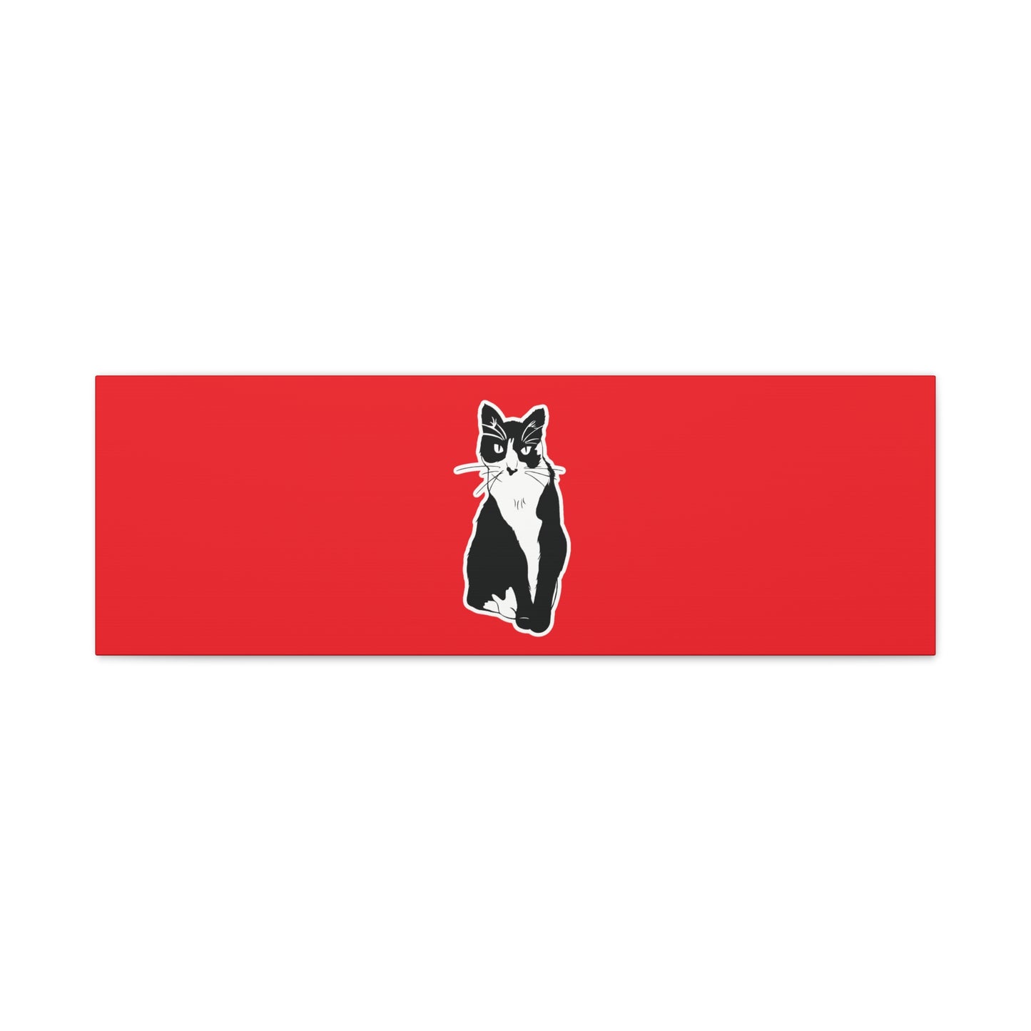 Cat Canvas Print on Red (Sticker Style Cat) - Cat Drawing Art