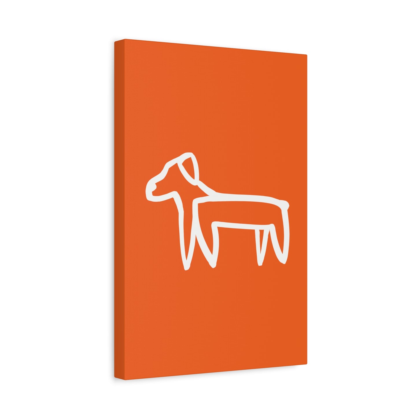 Dog Canvas Print on Orange (Transparent Style White Dog) - Dog Art Print