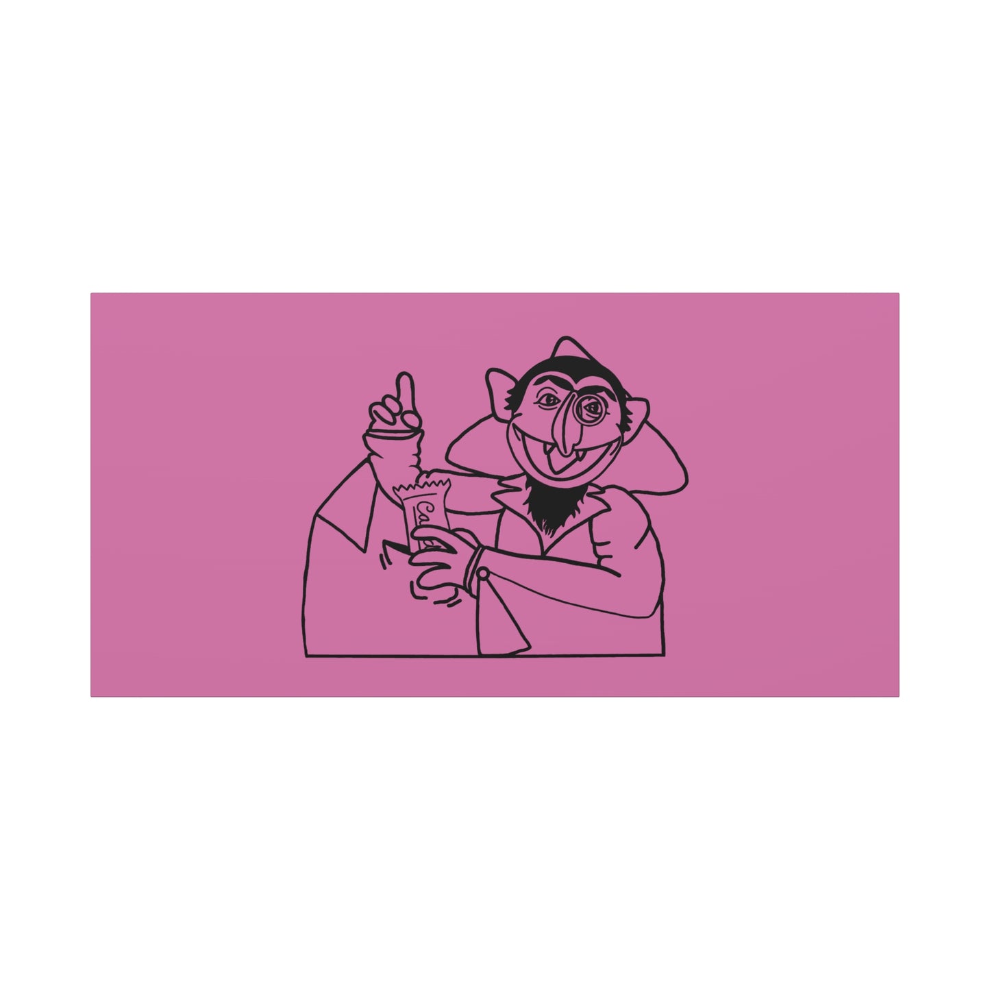 The Count Stealing Candy Outline Canvas Print Light Pink - Sesame Street The Count Parody Art