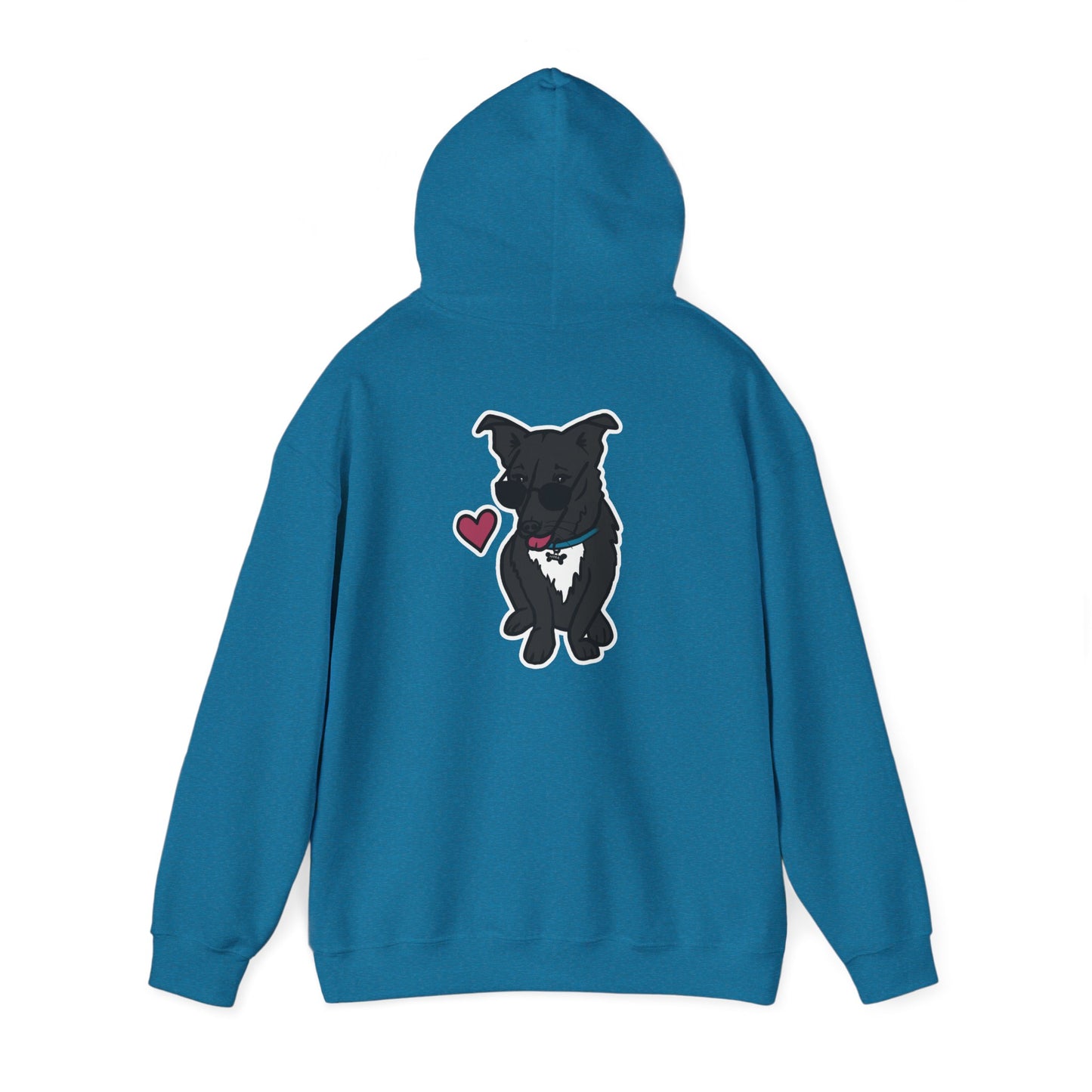 Nora the Dog Heart Hoodie Back Design (Sticker Style Nora) - Nora Hooded Sweatshirt