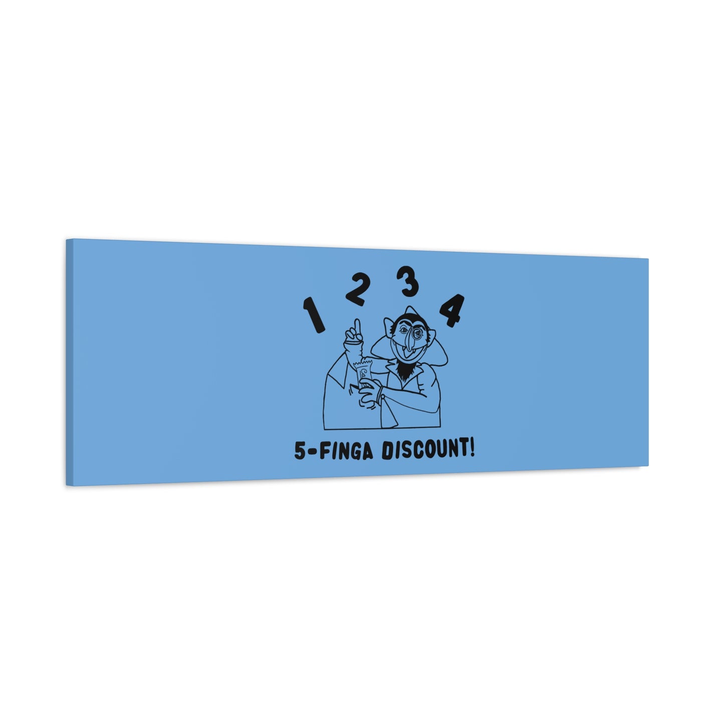 Five Finger Discount Outline Canvas Print Light Blue - Sesame Street The Count Parody Art Print