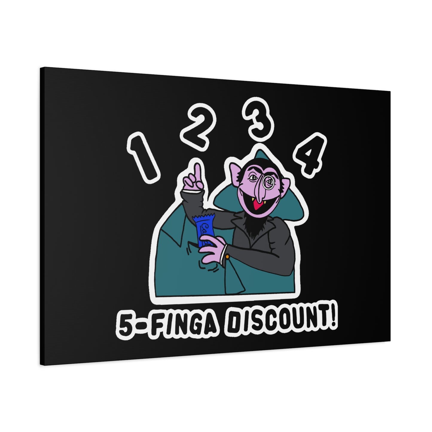 Five Finger Discount Canvas Print Black - Sesame Street The Count Parody Art Print