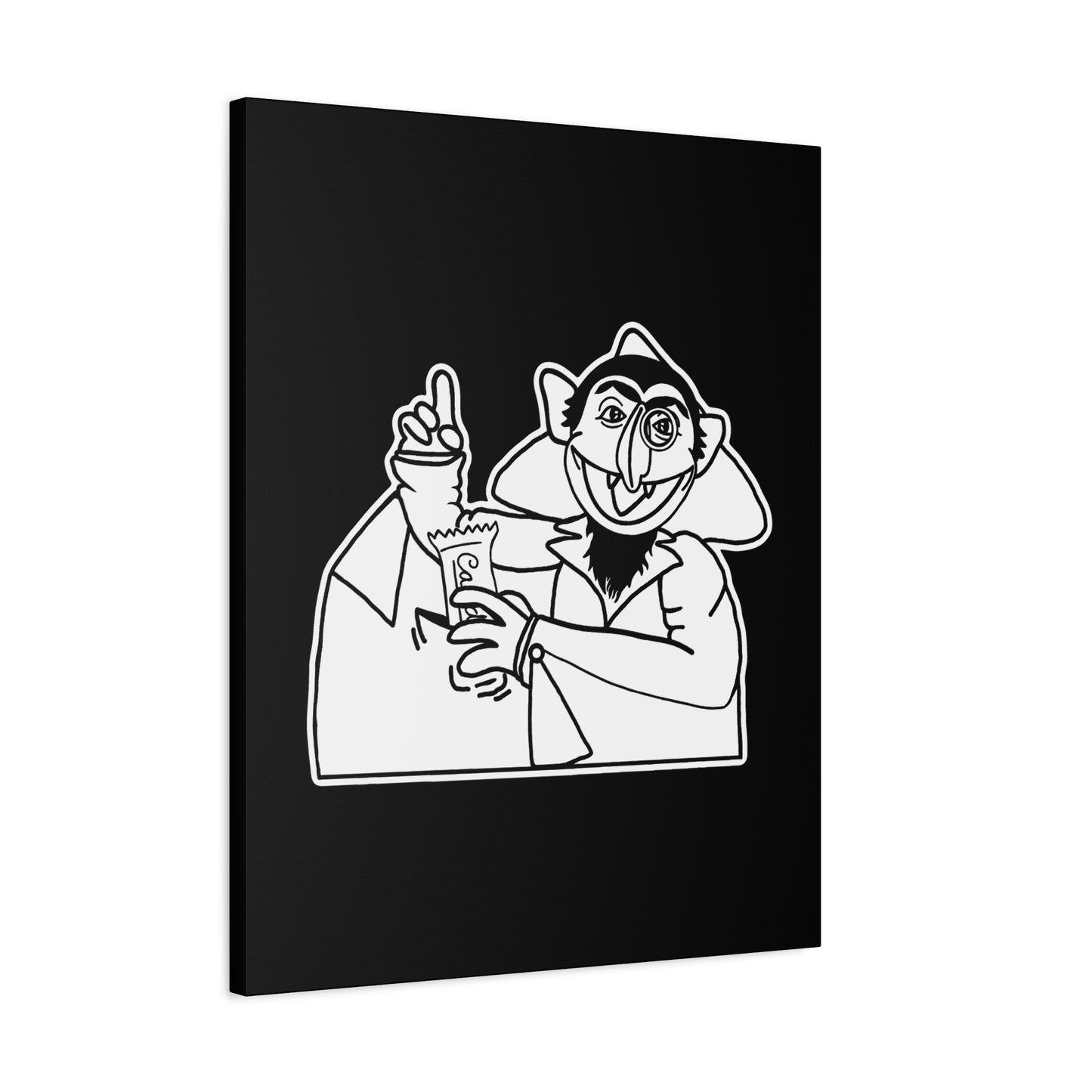 The Count Stealing Candy Outline Canvas Print Black - Sesame Street The Count Parody Canvas Art