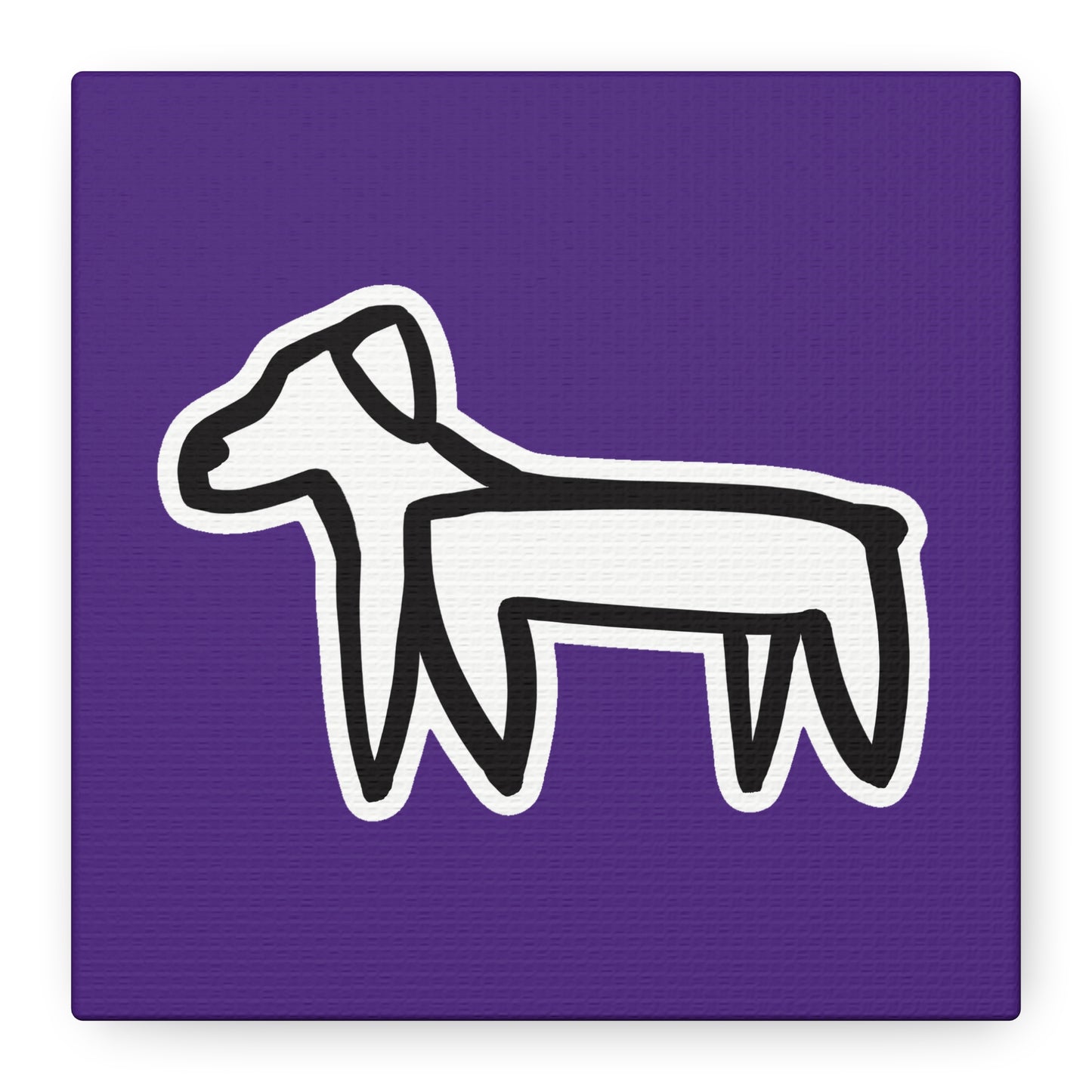 Dog Canvas Print on Purple (Sticker Style White Dog) - Dog Art Print