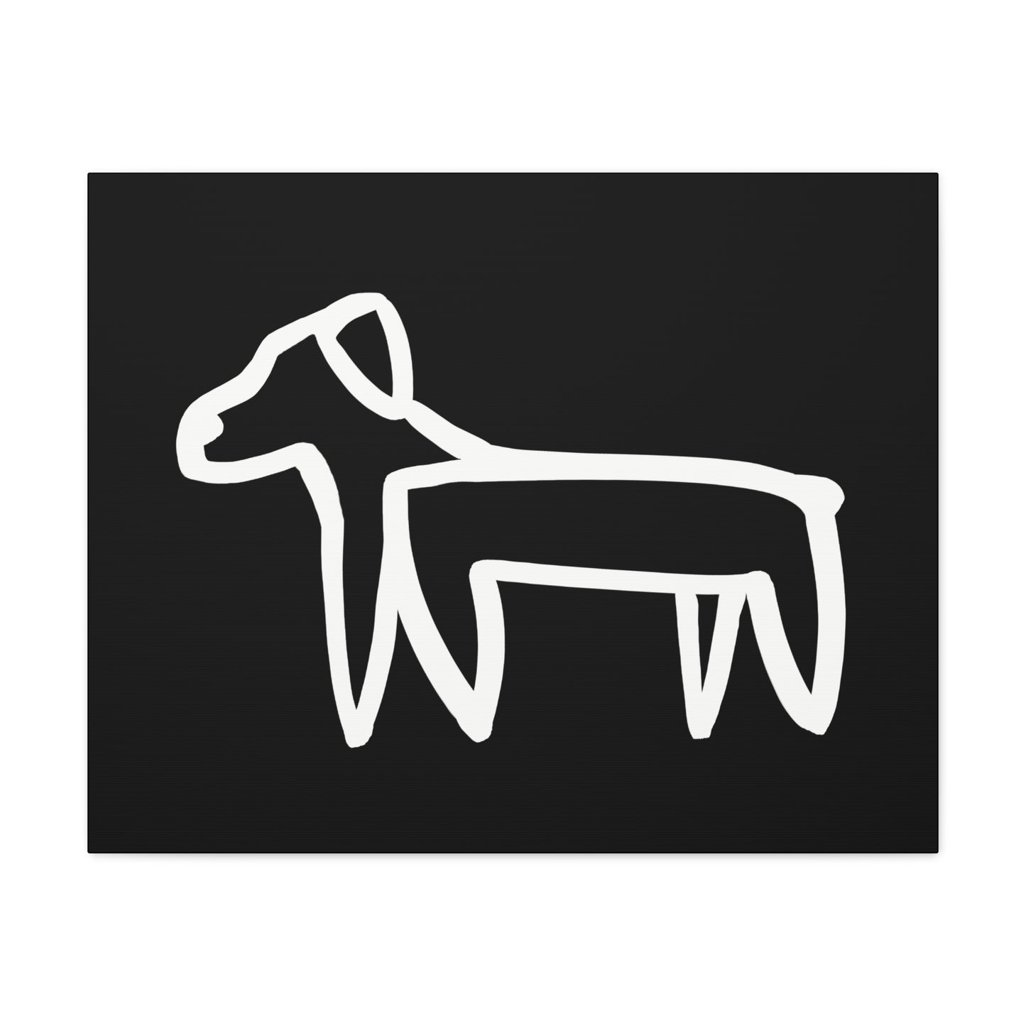 Dog Canvas Print on Black (Transparent Style White Dog) - Dog Art Print