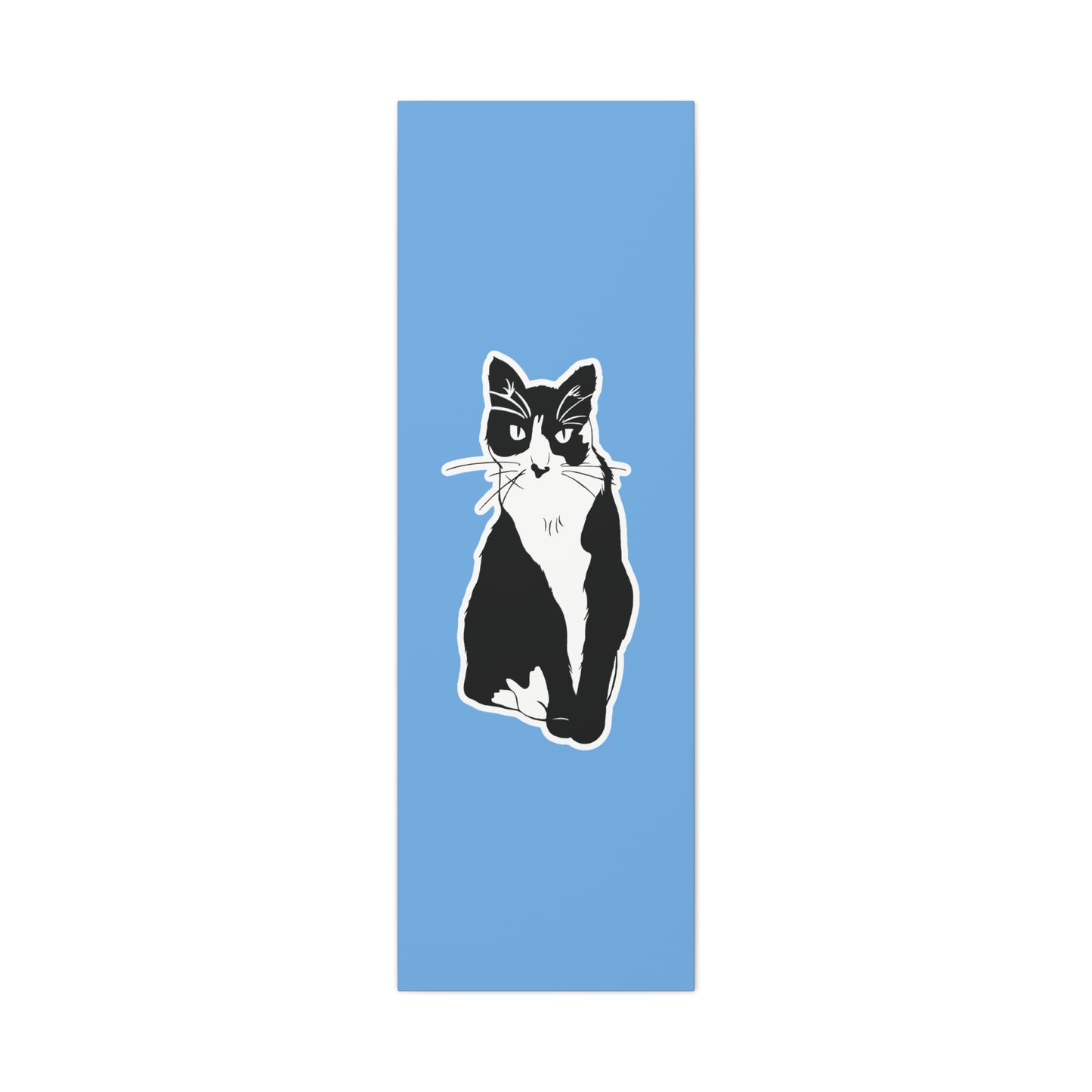 Cat Canvas on Light Blue (Sticker Style Cat) - Cat Drawing Art
