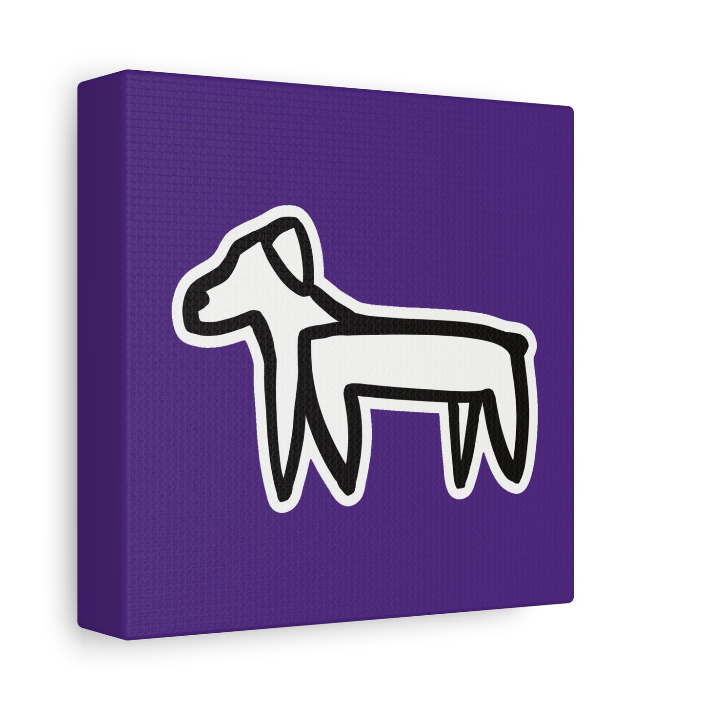 Dog Canvas Print on Purple (Sticker Style White Dog) - Dog Art Print