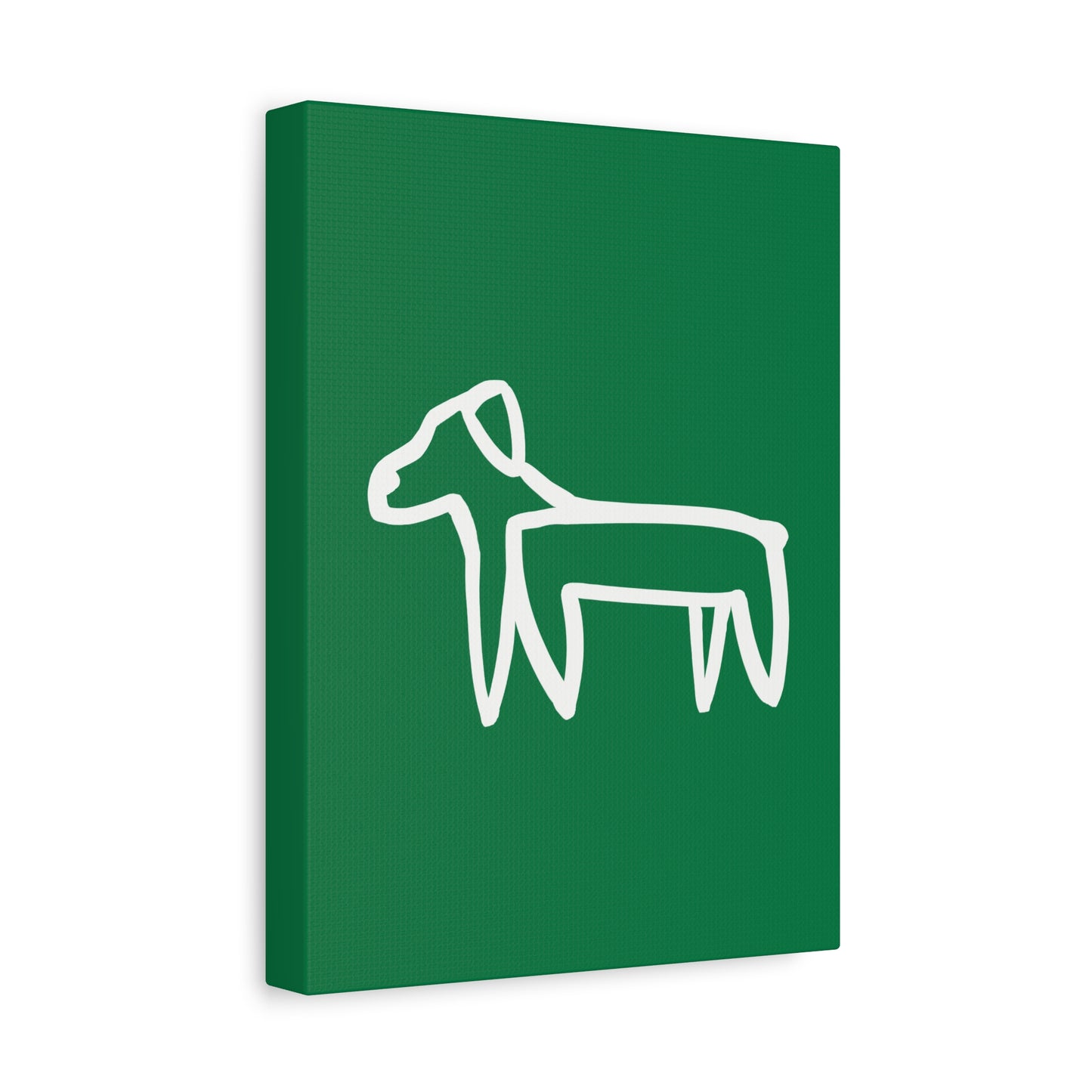 Dog Canvas Print on Green (Transparent Style White Dog) - Dog Art Print