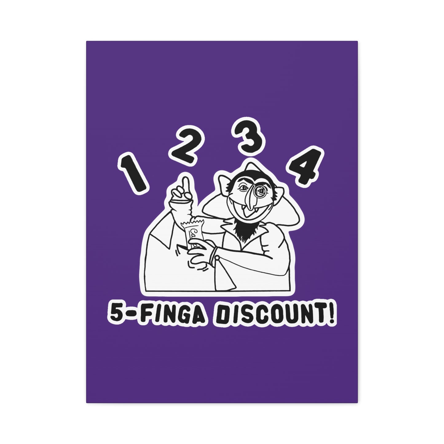 Five Finger Discount Outline Canvas Print Purple - Sesame Street The Count Parody Art Print