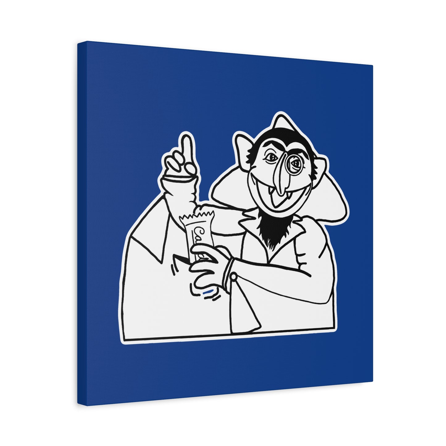 The Count Stealing Candy Outline Canvas Print Dark Blue - Sesame Street The Count Parody Art