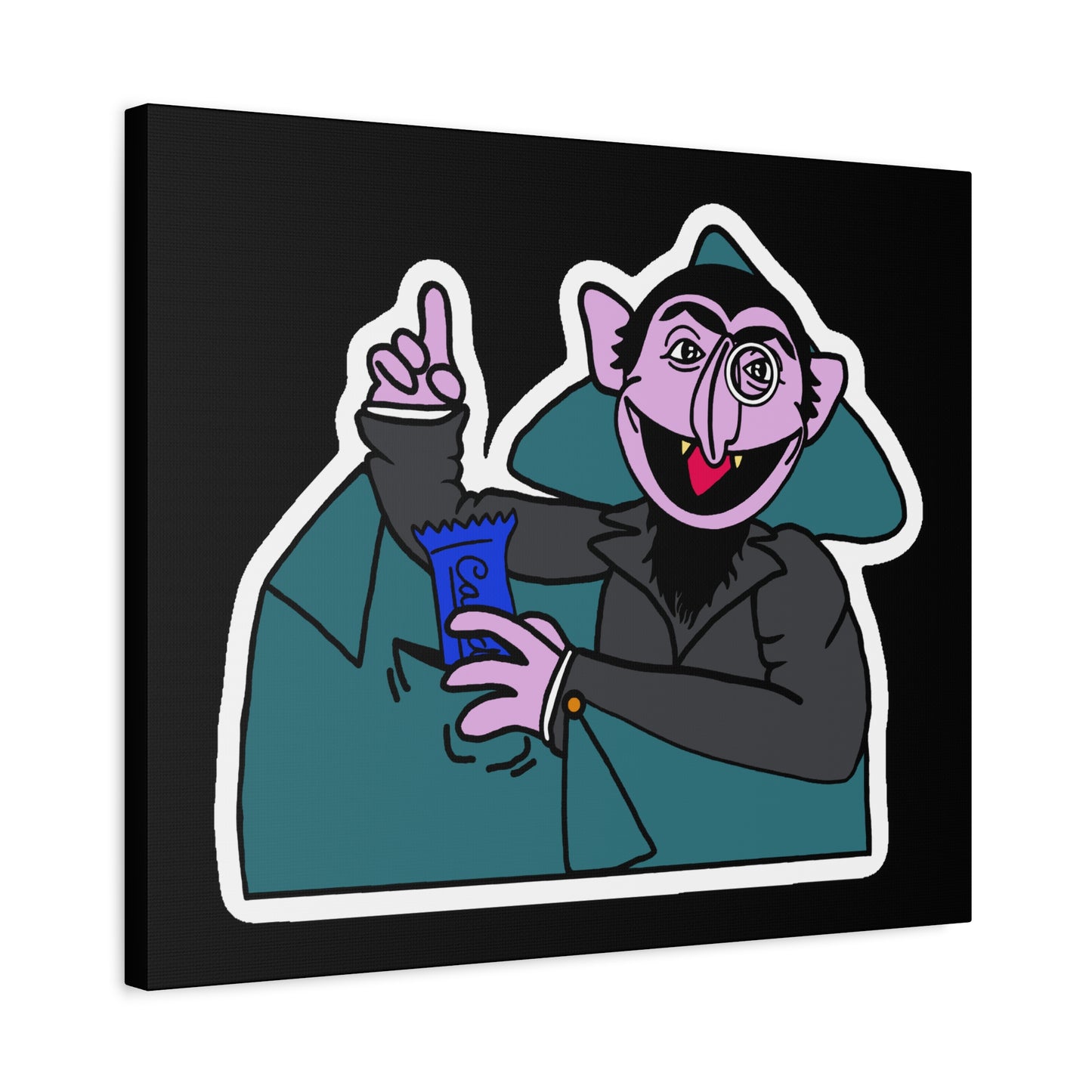 The Count Stealing Candy Canvas Print Black - Sesame Street The Count Parody Art