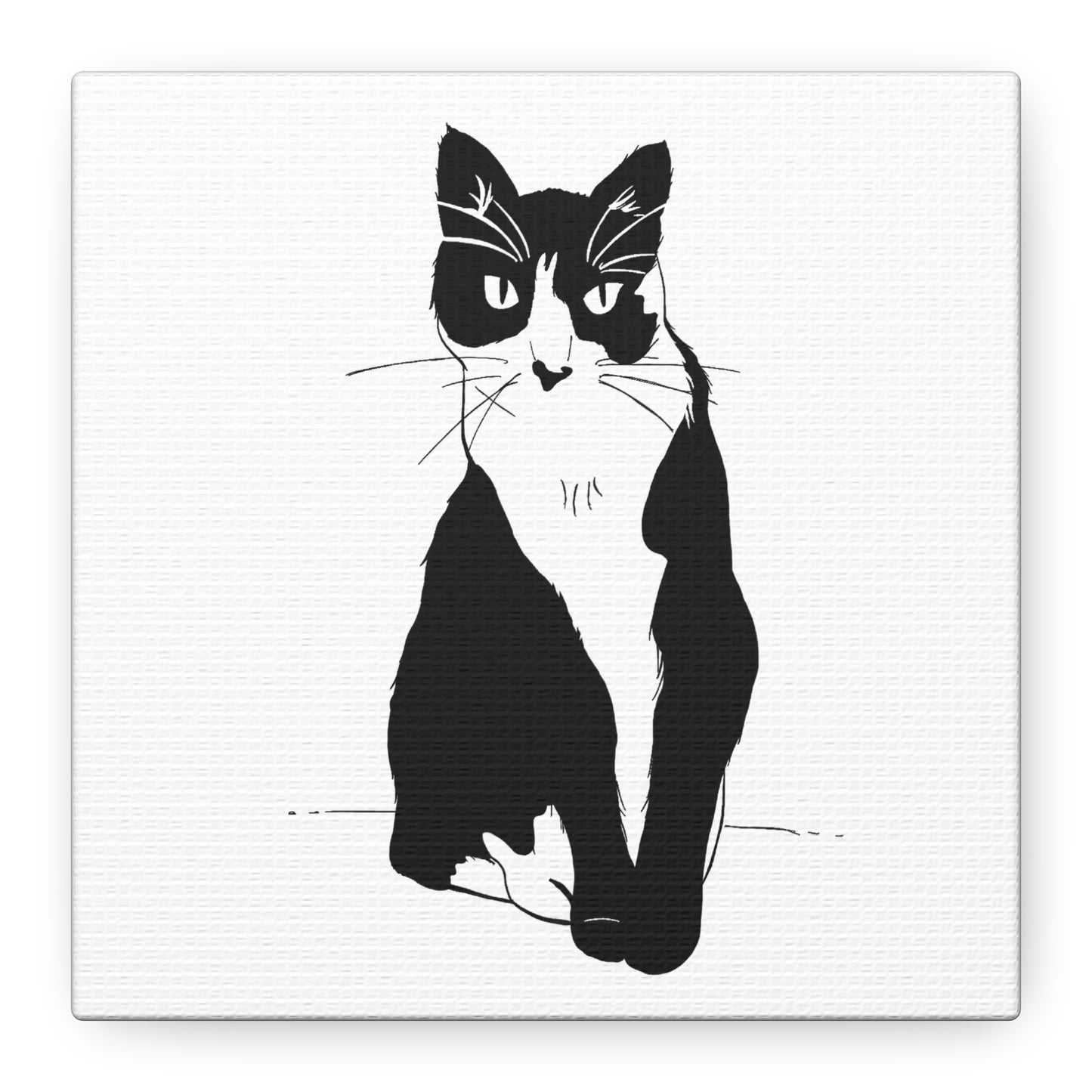 Cat Canvas Print on White (Transparent Style Cat) - Cat Drawing Art
