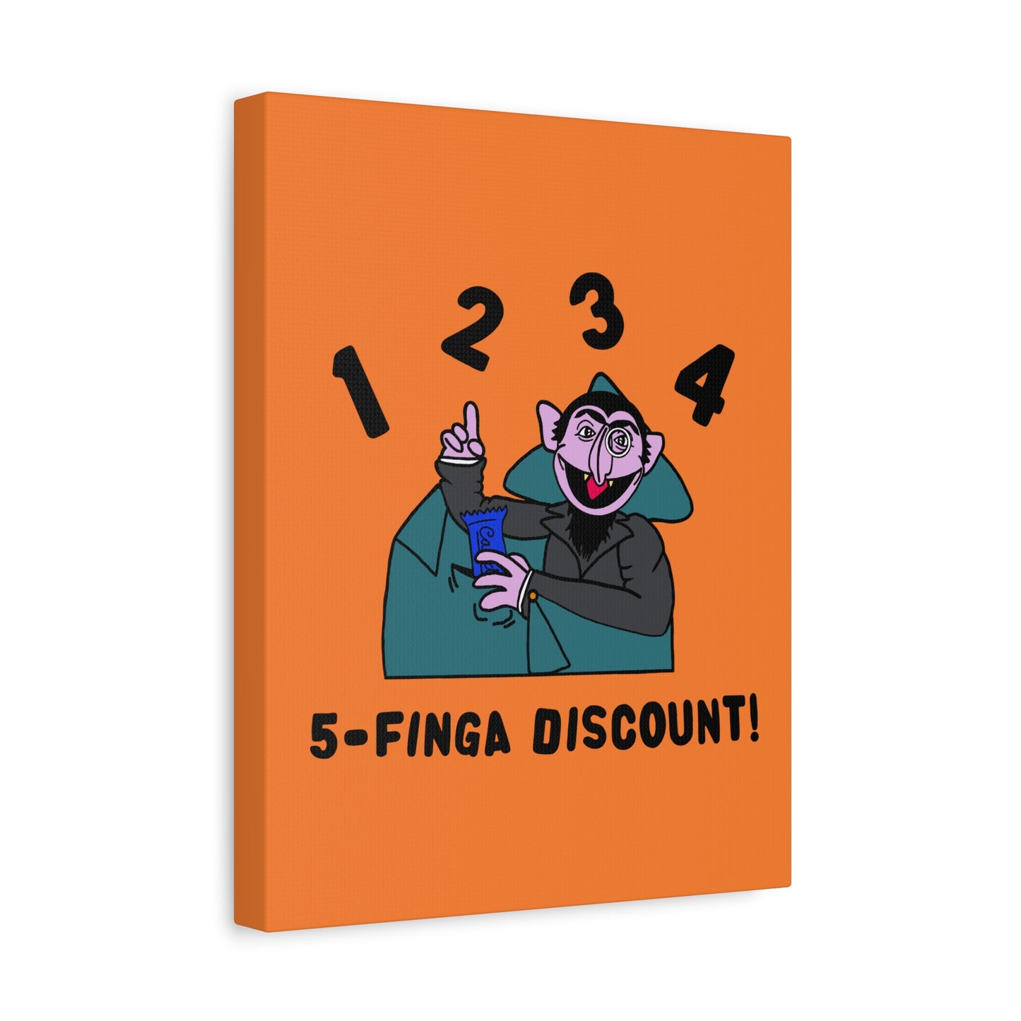 Five Finger Discount Canvas Print Light Orange - Sesame Street The Count Parody Art Print
