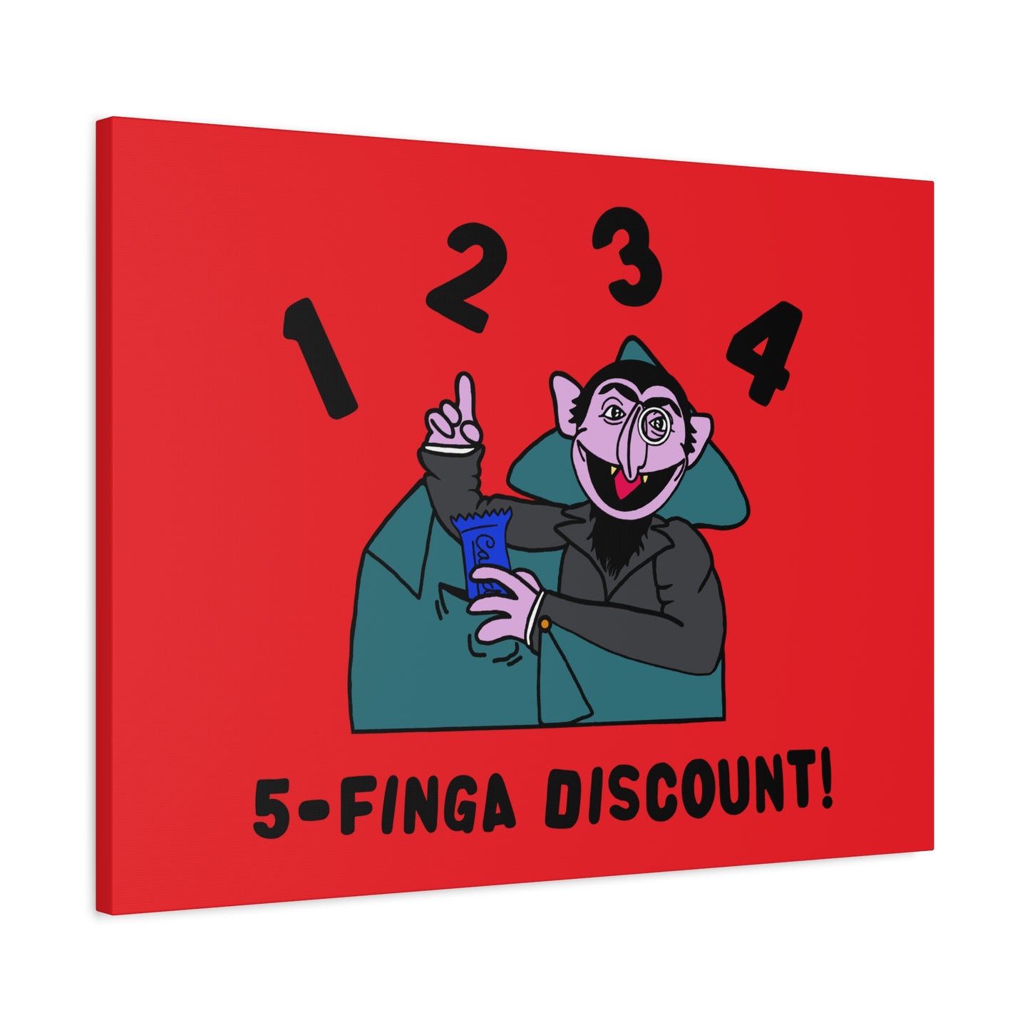 Five Finger Discount Canvas Print Red - Sesame Street The Count Parody Art Print