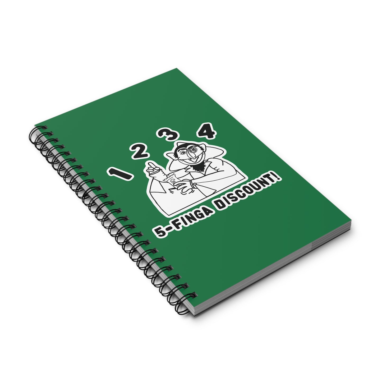 Five Finger Discount Outline Notebook Dark Green - Sesame Street The Count Parody Spiral Notebook